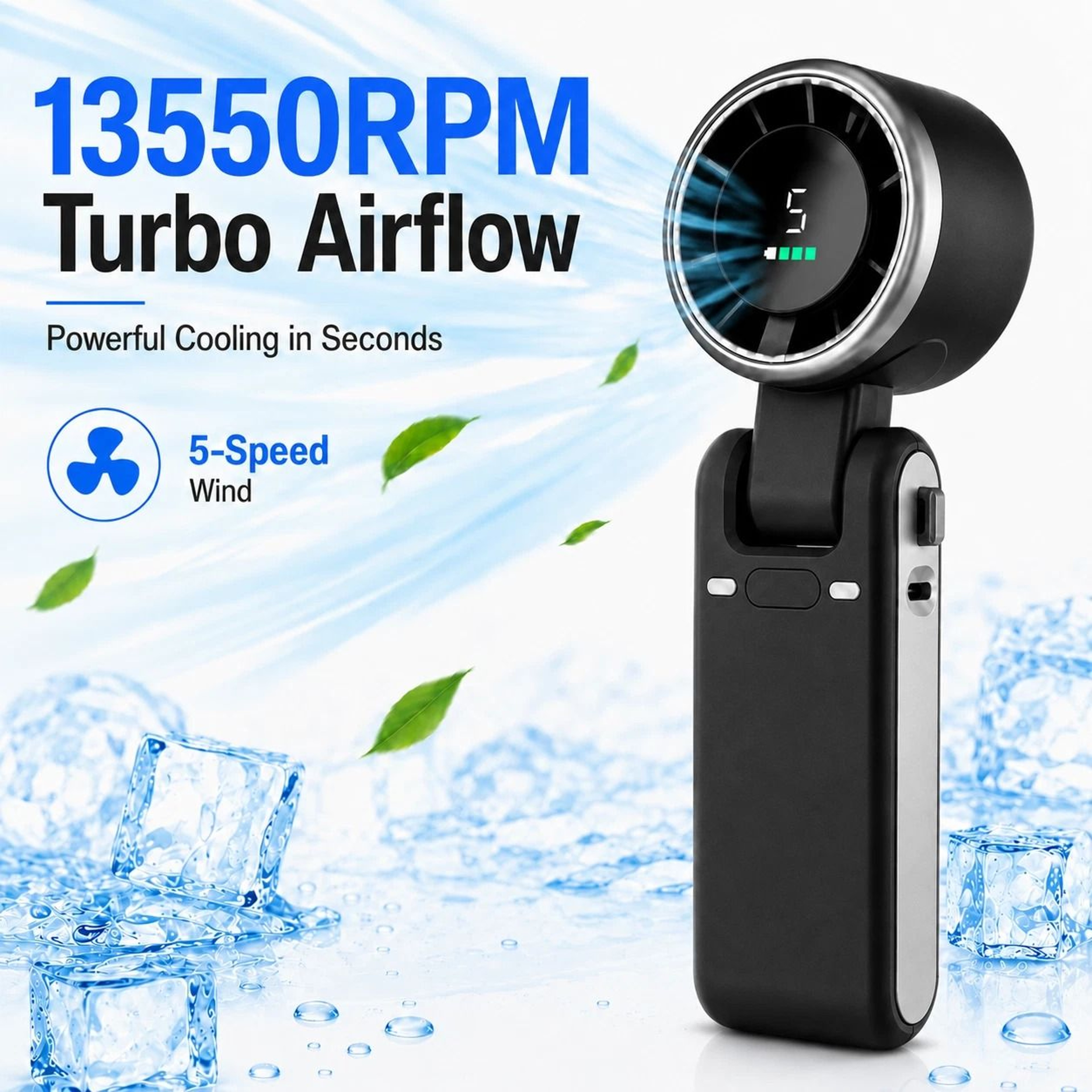 Portable Handheld Turbo Fan Speed Rechargeable Mini Travel Fan With LED Display 6