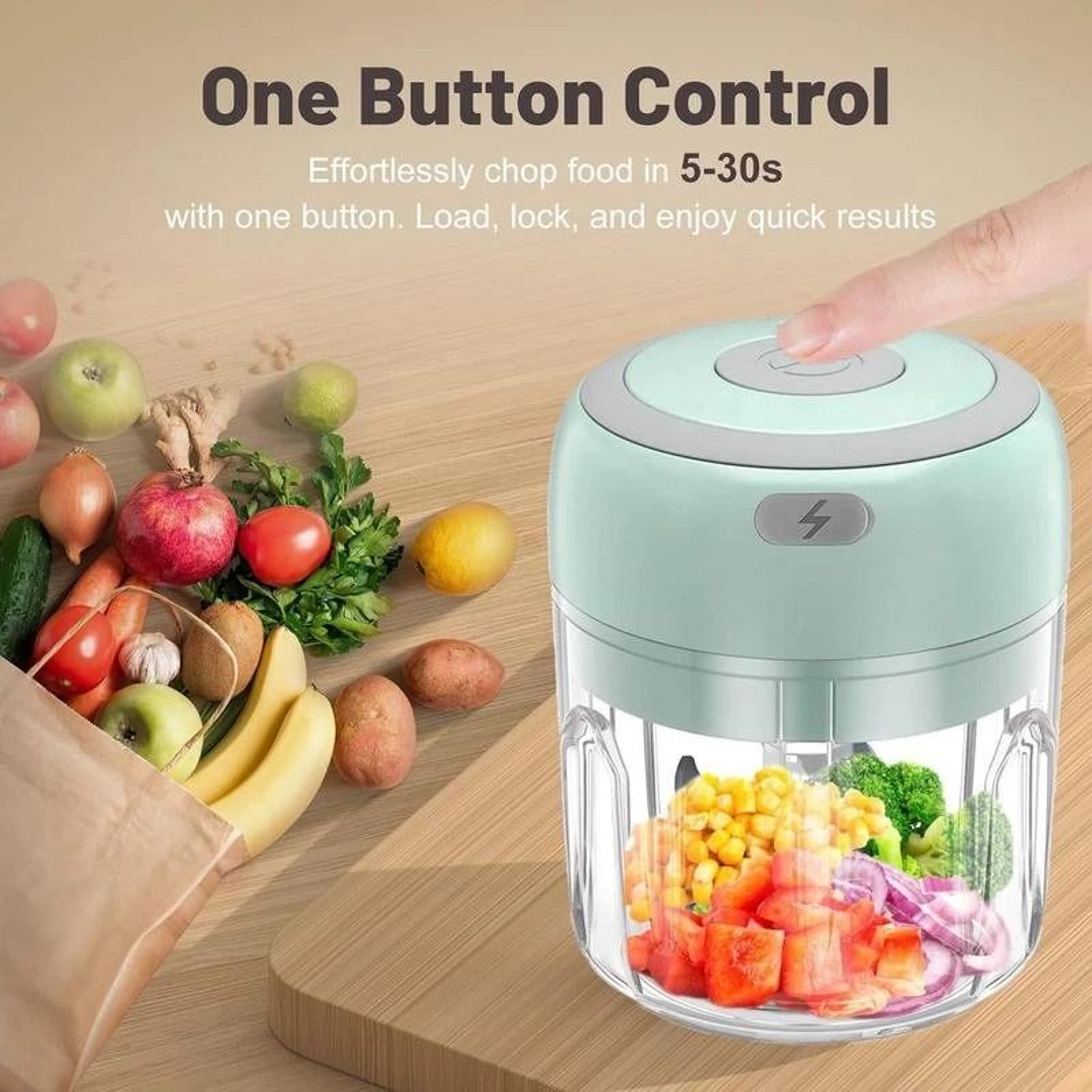 Mini USB Rechargeable Chopper For Garlic Baby Food Veggies And Meat 3