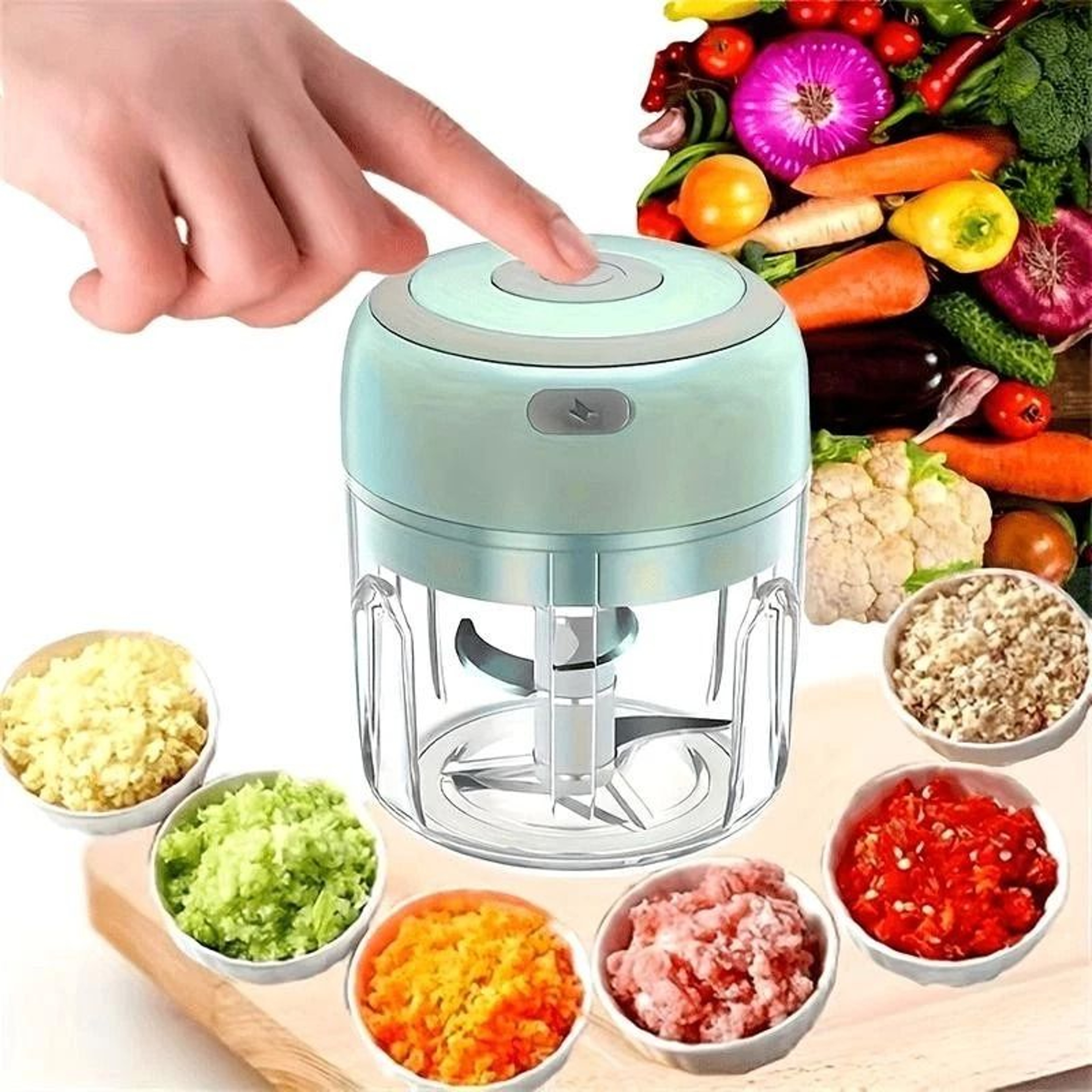 Mini USB Rechargeable Chopper For Garlic Baby Food Veggies And Meat 1