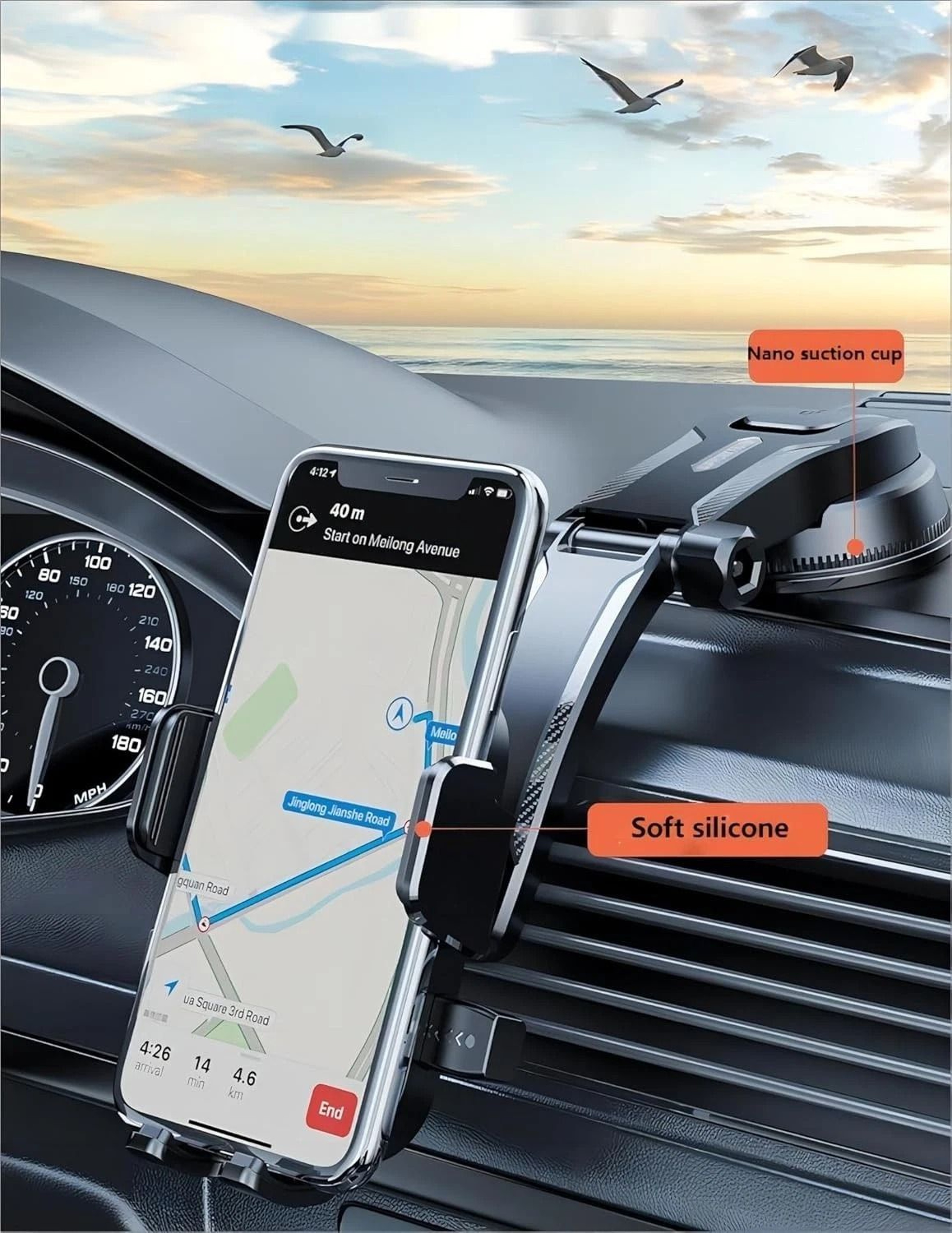 Universal Suction Cup Car Phone Holder Mount Dashboard  Windshield Phone Mount 8