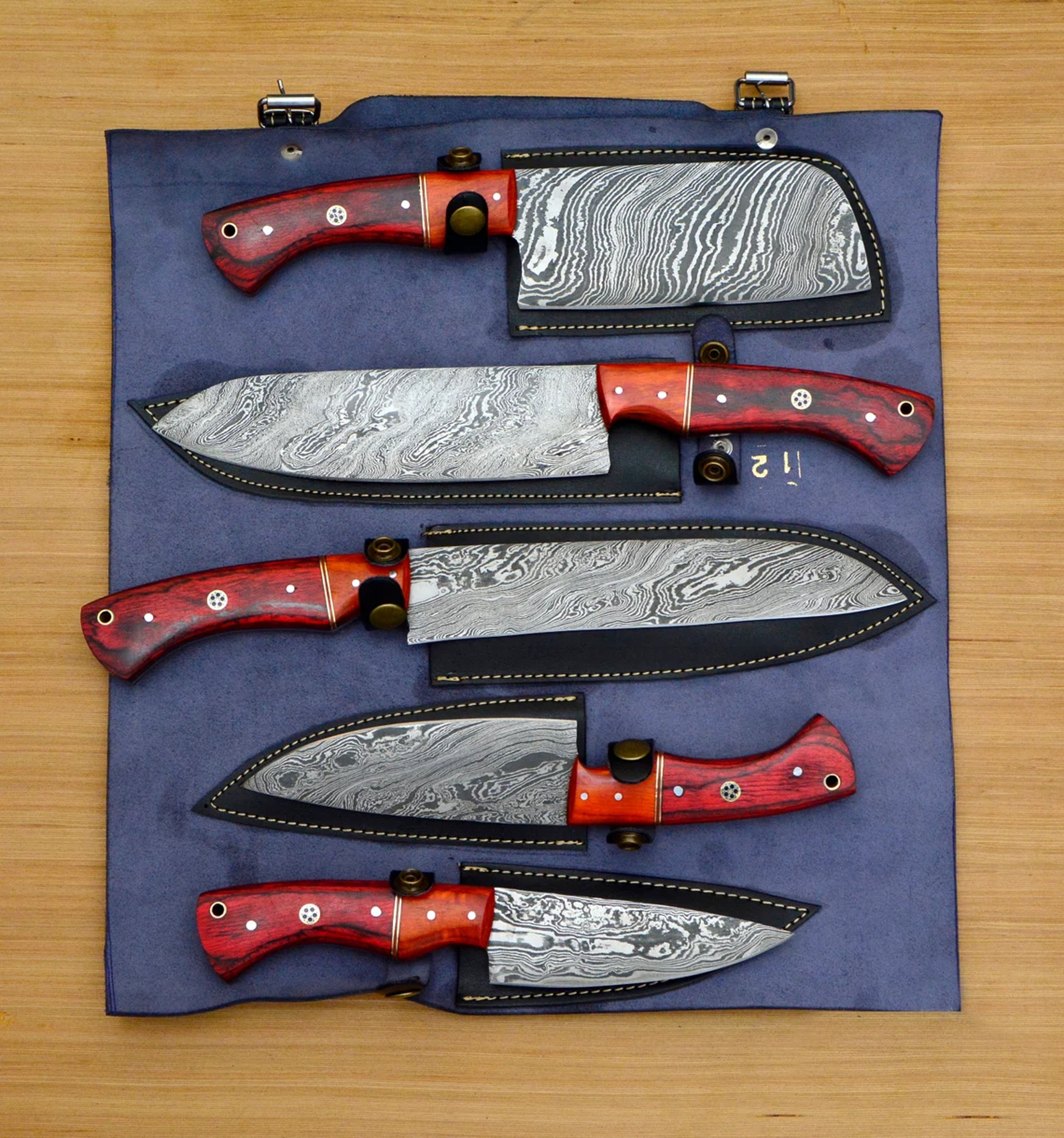 Damascus Steel Chef Knife Package - 5 Essential Knives set – view 4