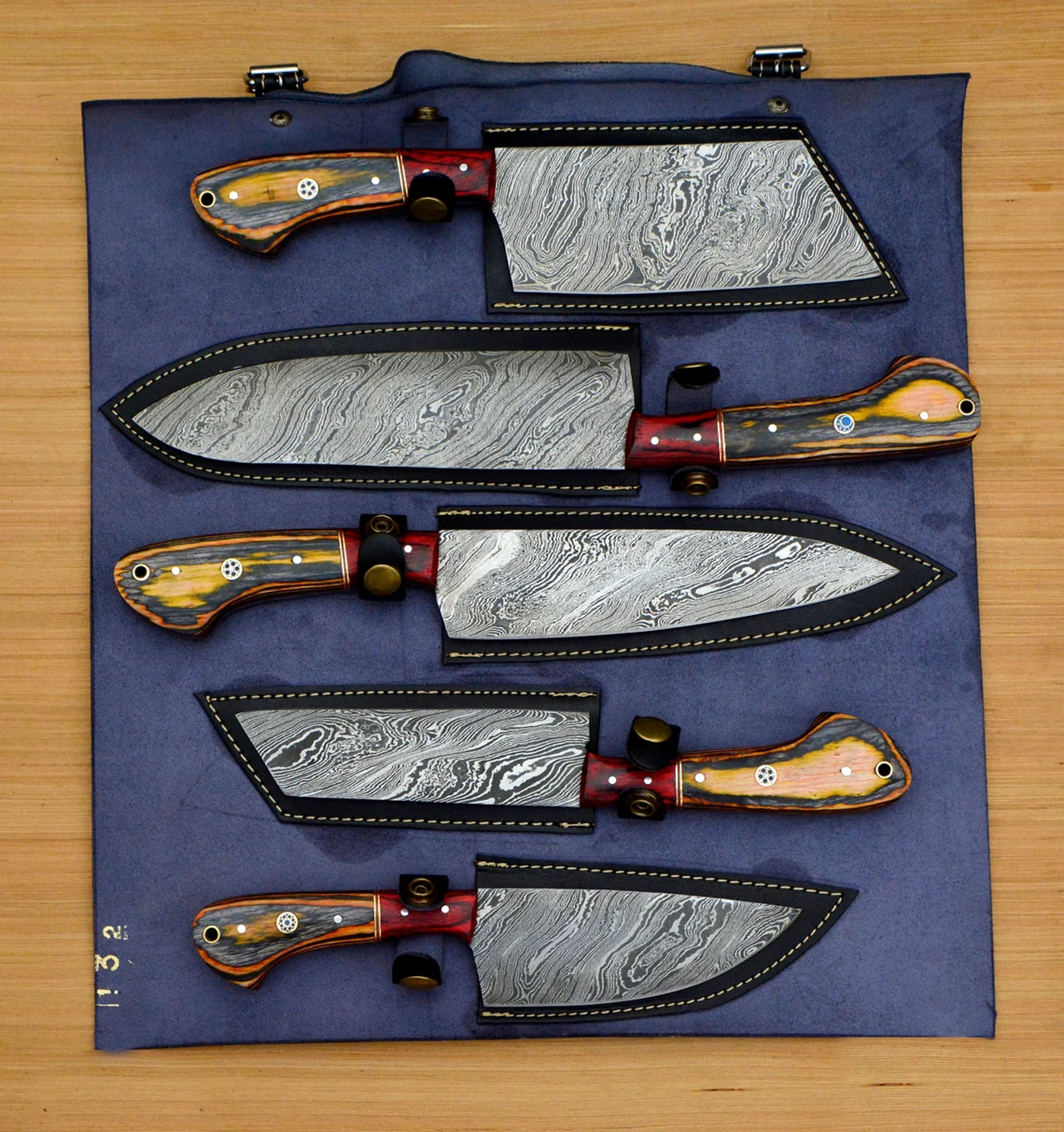 Handmade Damascus Kitchen Knife Set - 5-Piece knife set – view 4
