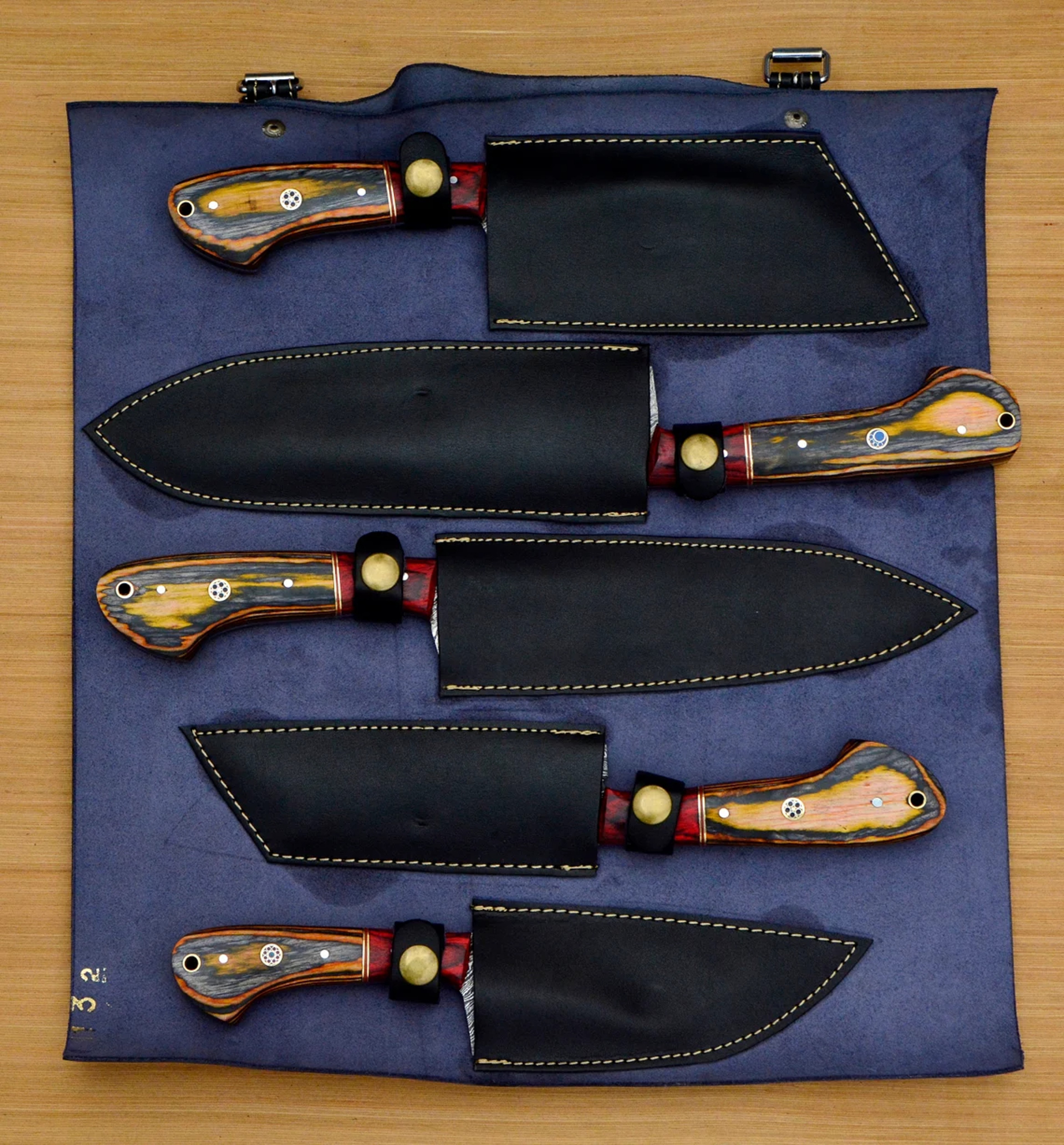 Handmade Damascus Kitchen Knife Set - 5-Piece knife set – view 5