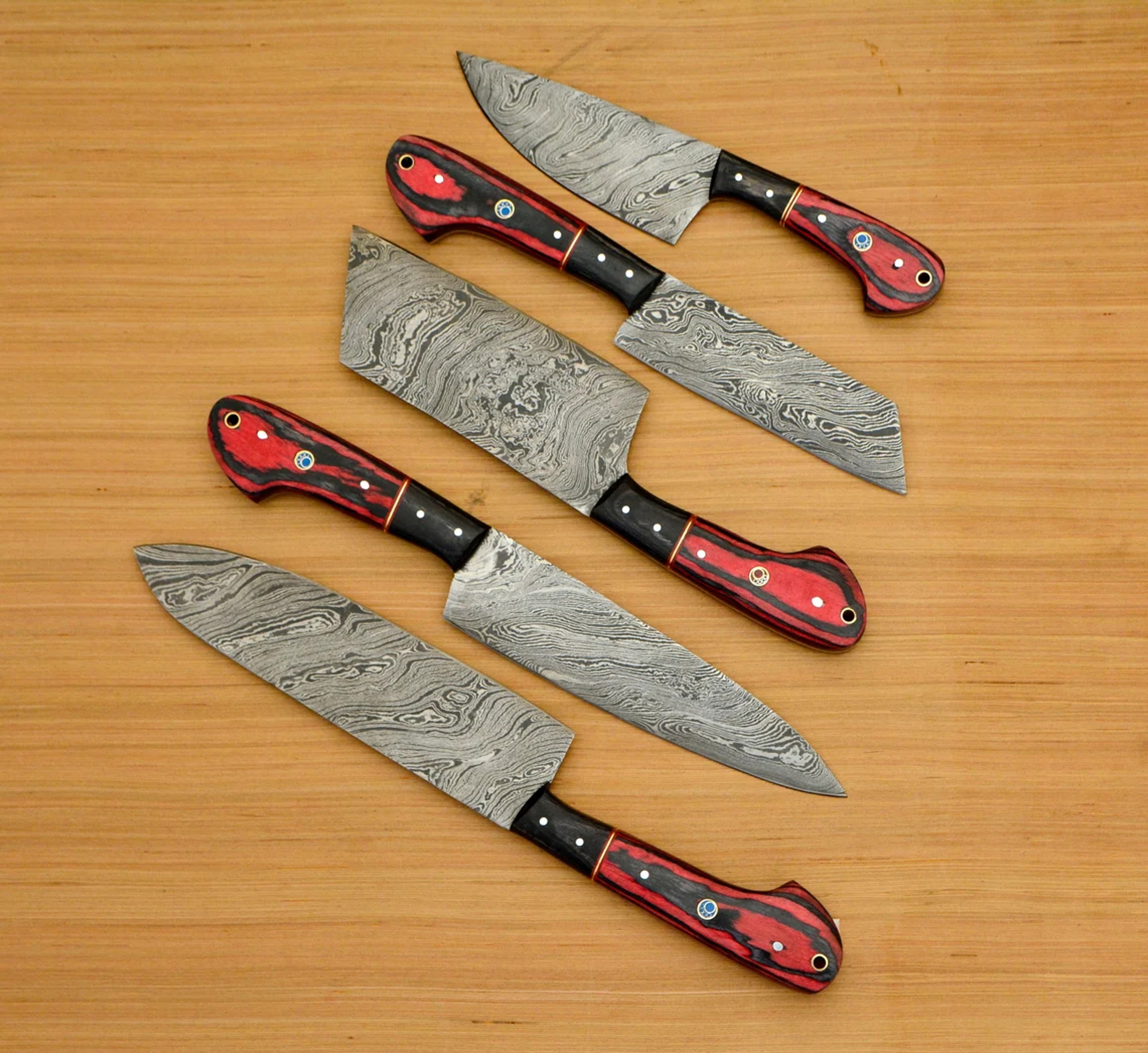 Damascus Steel Chef Knife Ensemble - 5 Essential kitchen Blades – view 2
