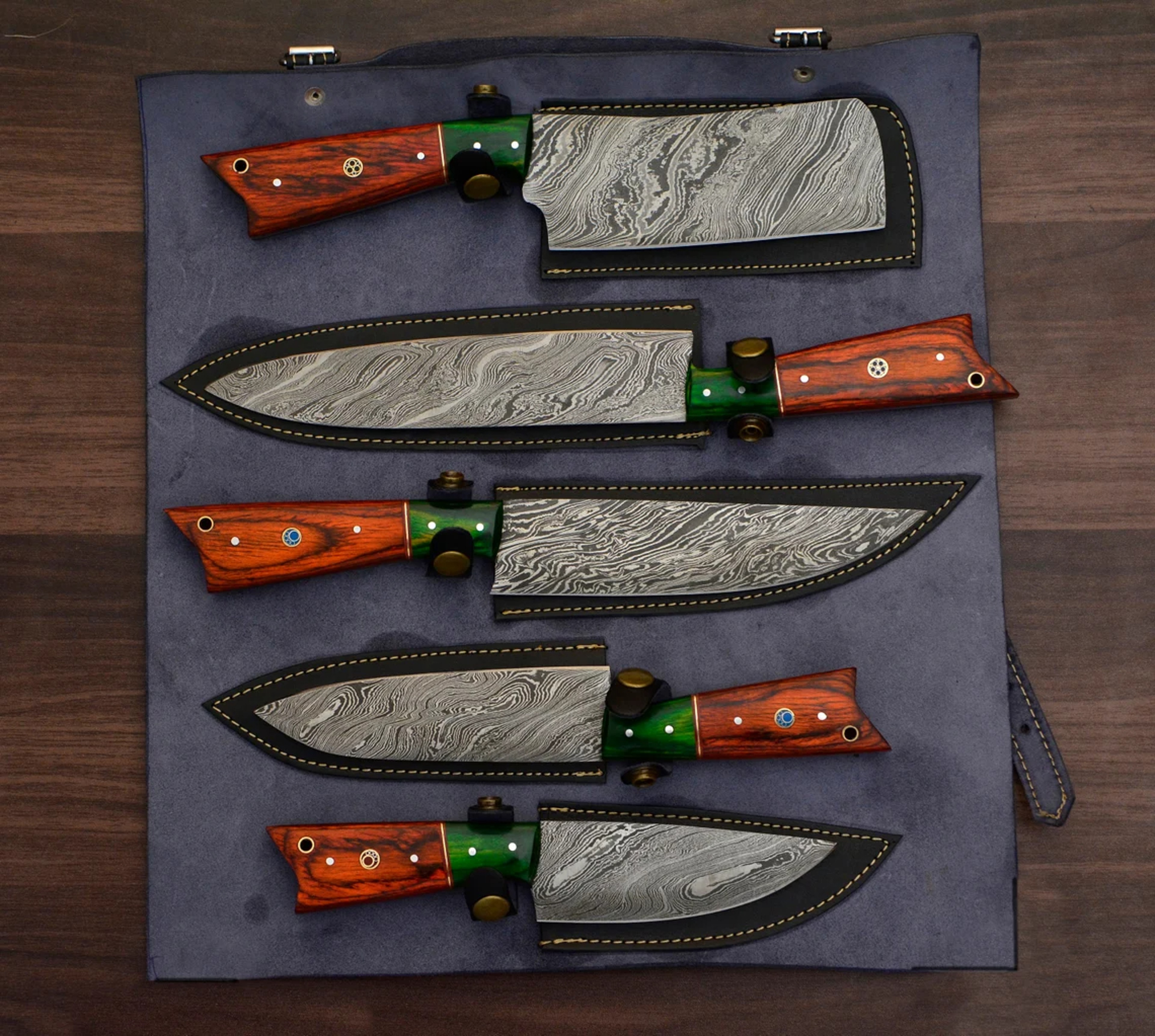 Damascus Steel Chef Knife Kit - 5 Essential Knives set – view 4