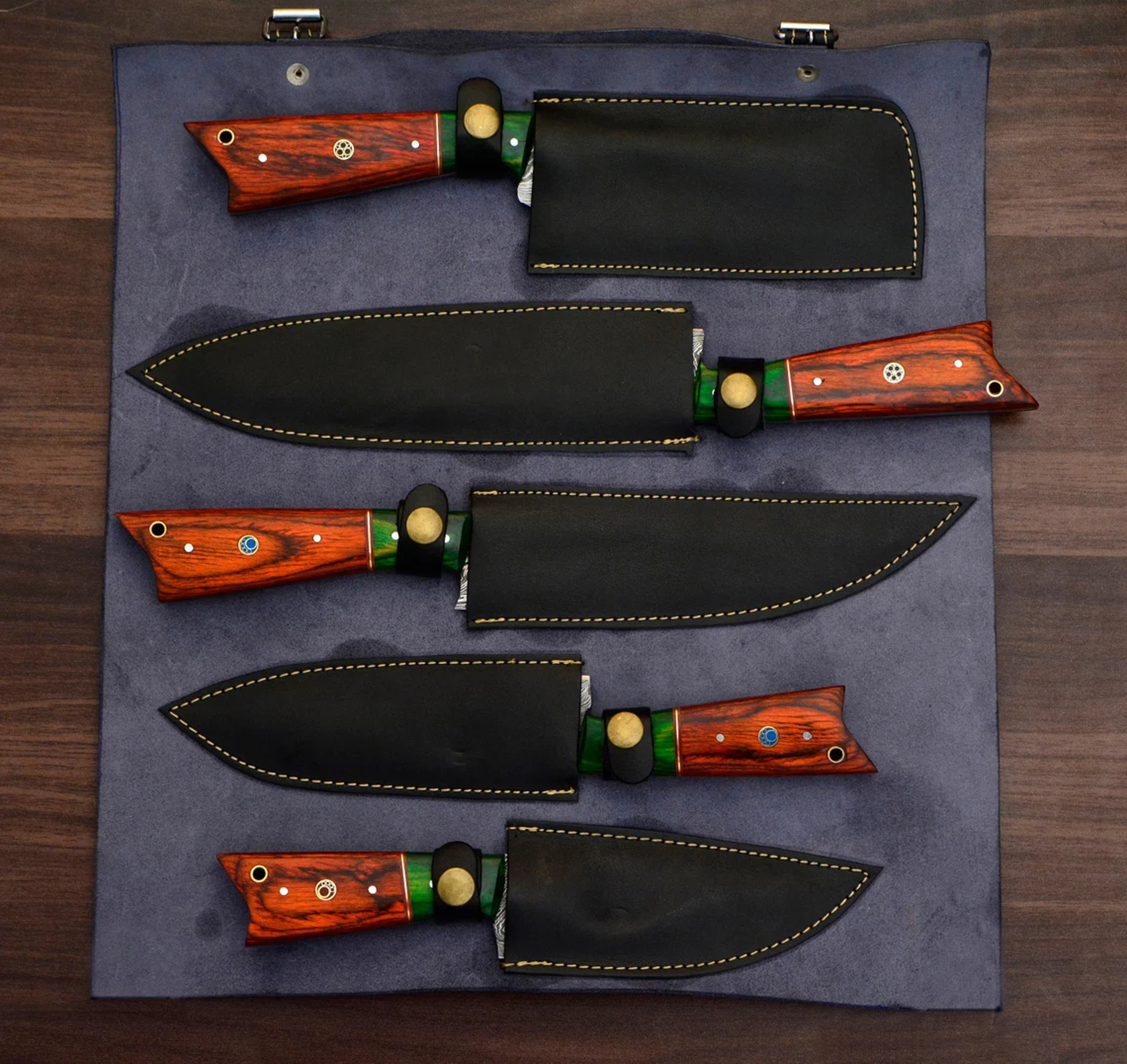 Damascus Steel Chef Knife Kit - 5 Essential Knives set – view 5