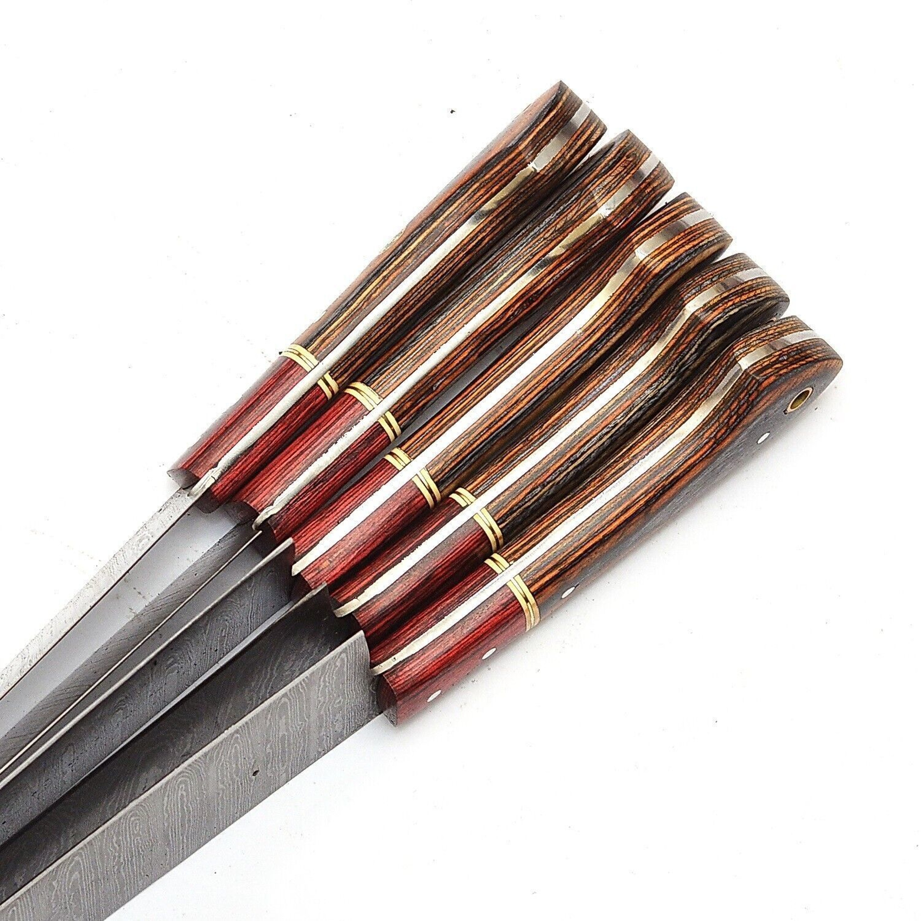 Handmade Damascus Steel 5Piece Chef Knife Set  Outdoor Kitchen Knives With Pakka Wood  Bull Horn Ha 1