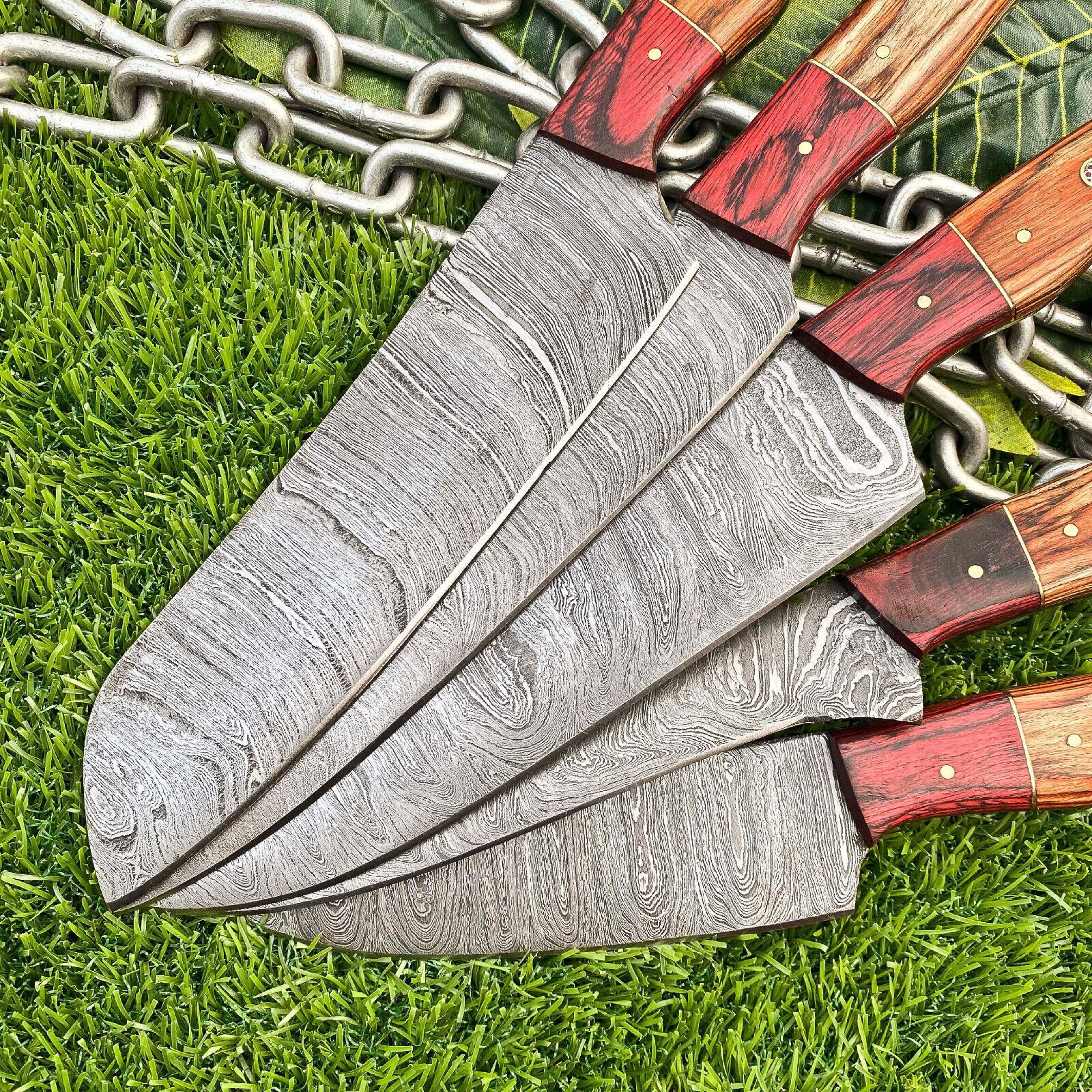 Lot Of 5 Custom Handmade Damascus Steel Chef Knife Set  Full Tang Kitchen  EDC Knives 4