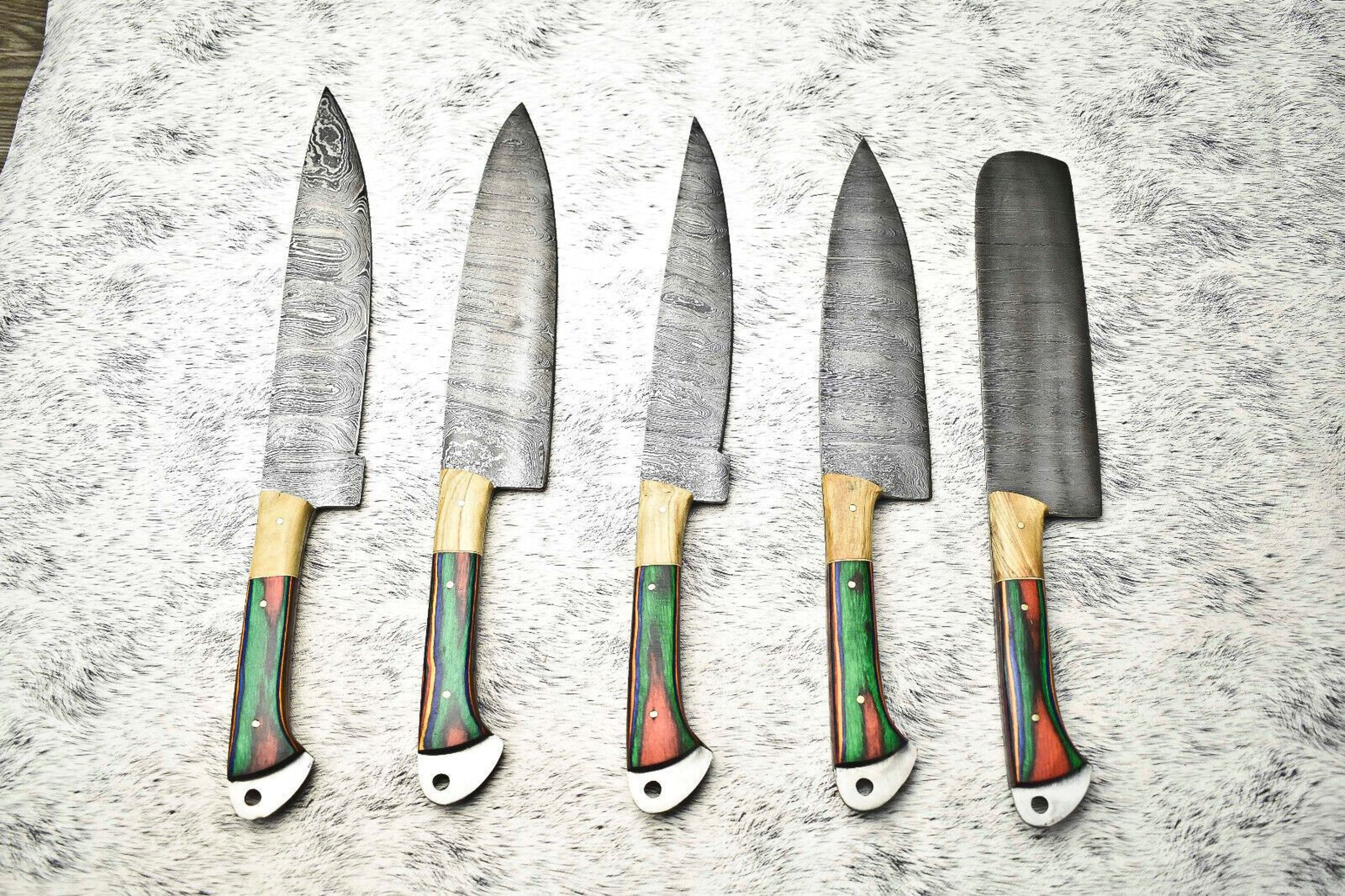 Elite Handmade Damascus Steel Knife Set  5 Custom Chef Knives 1