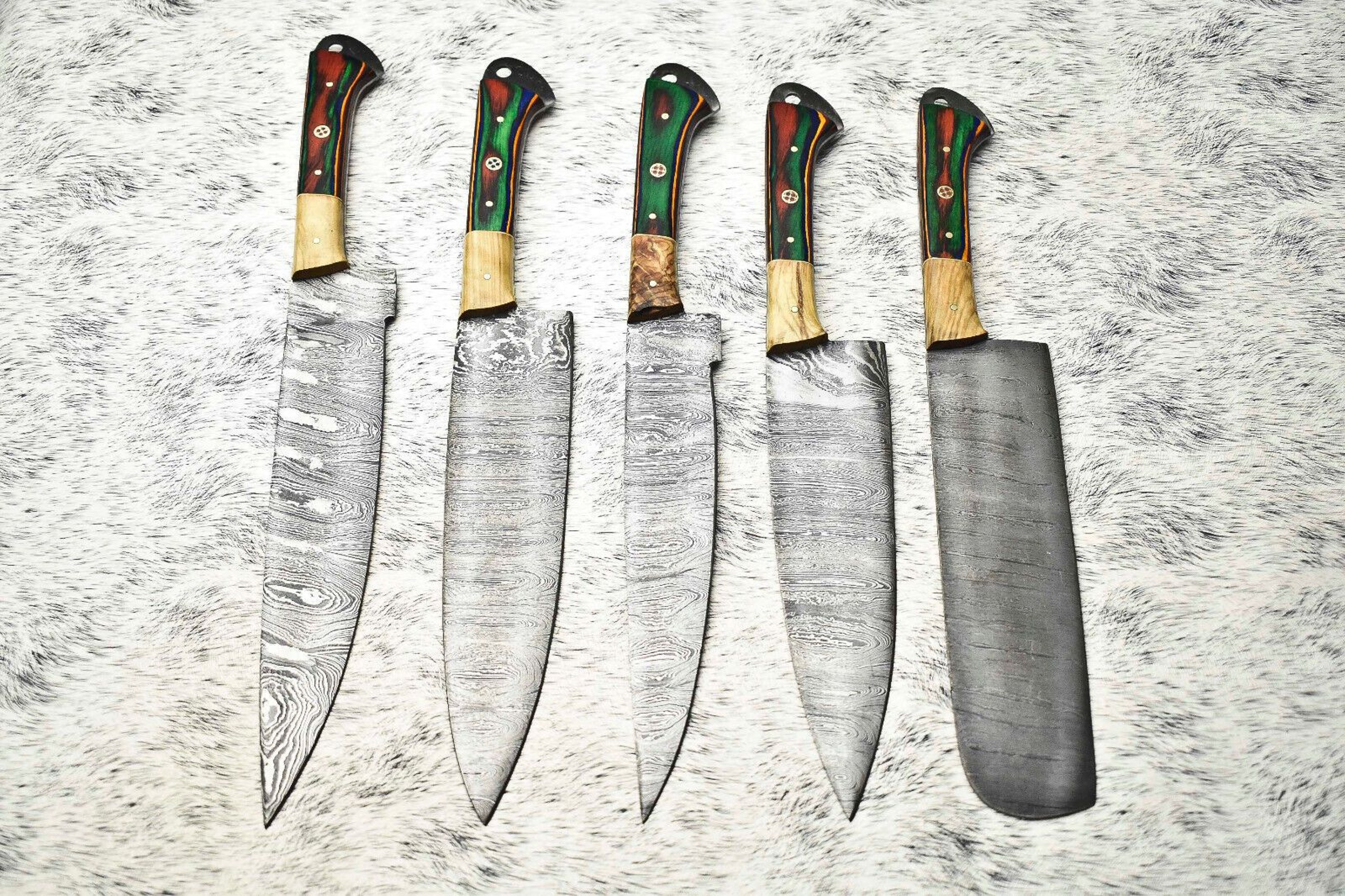 Elite Handmade Damascus Steel Knife Set  5 Custom Chef Knives 3