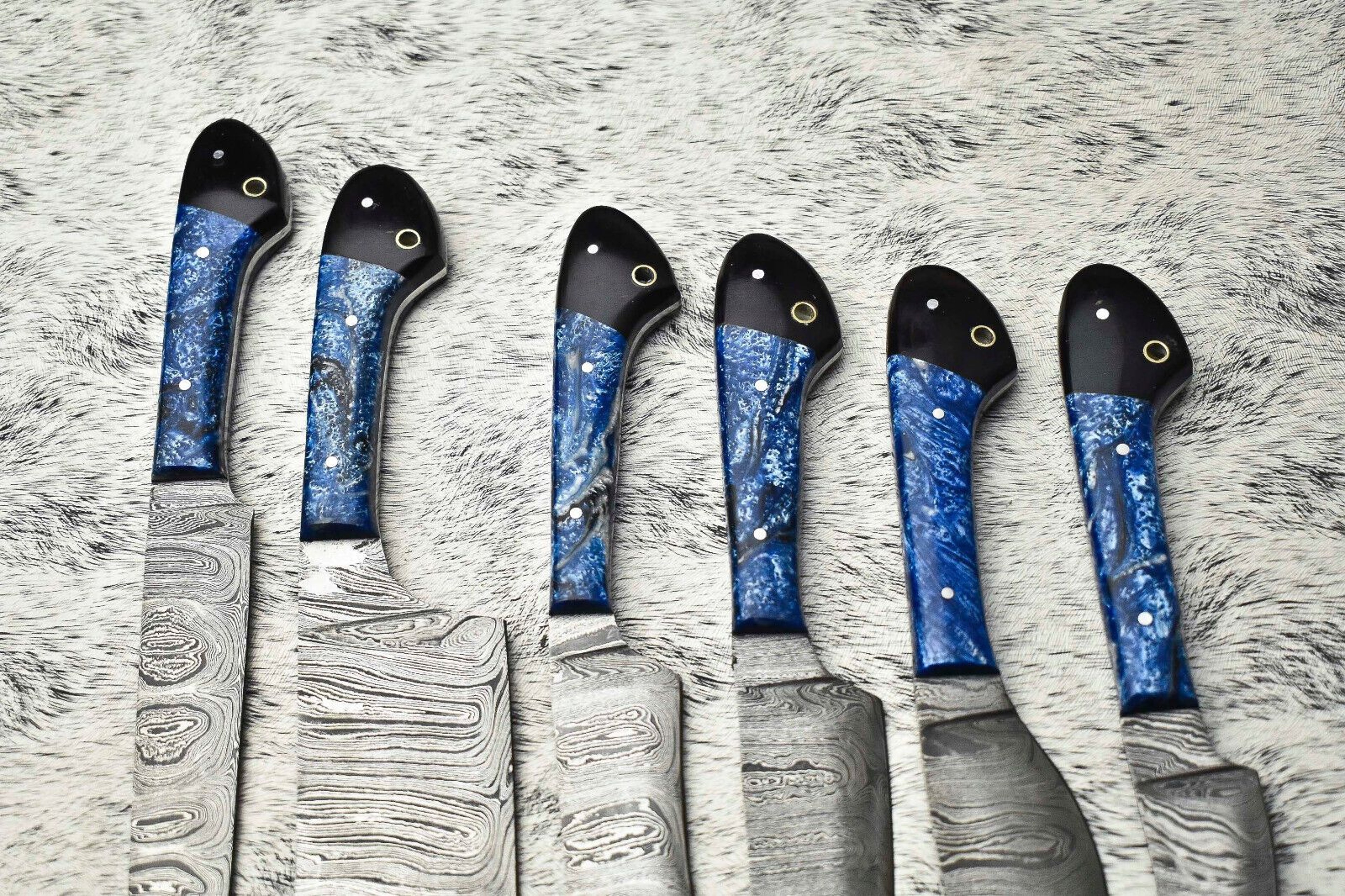 Lot Of 6 Handmade Damascus Steel Chef Knives Set  Custom Forged Kitchen Cutlery Collection 2