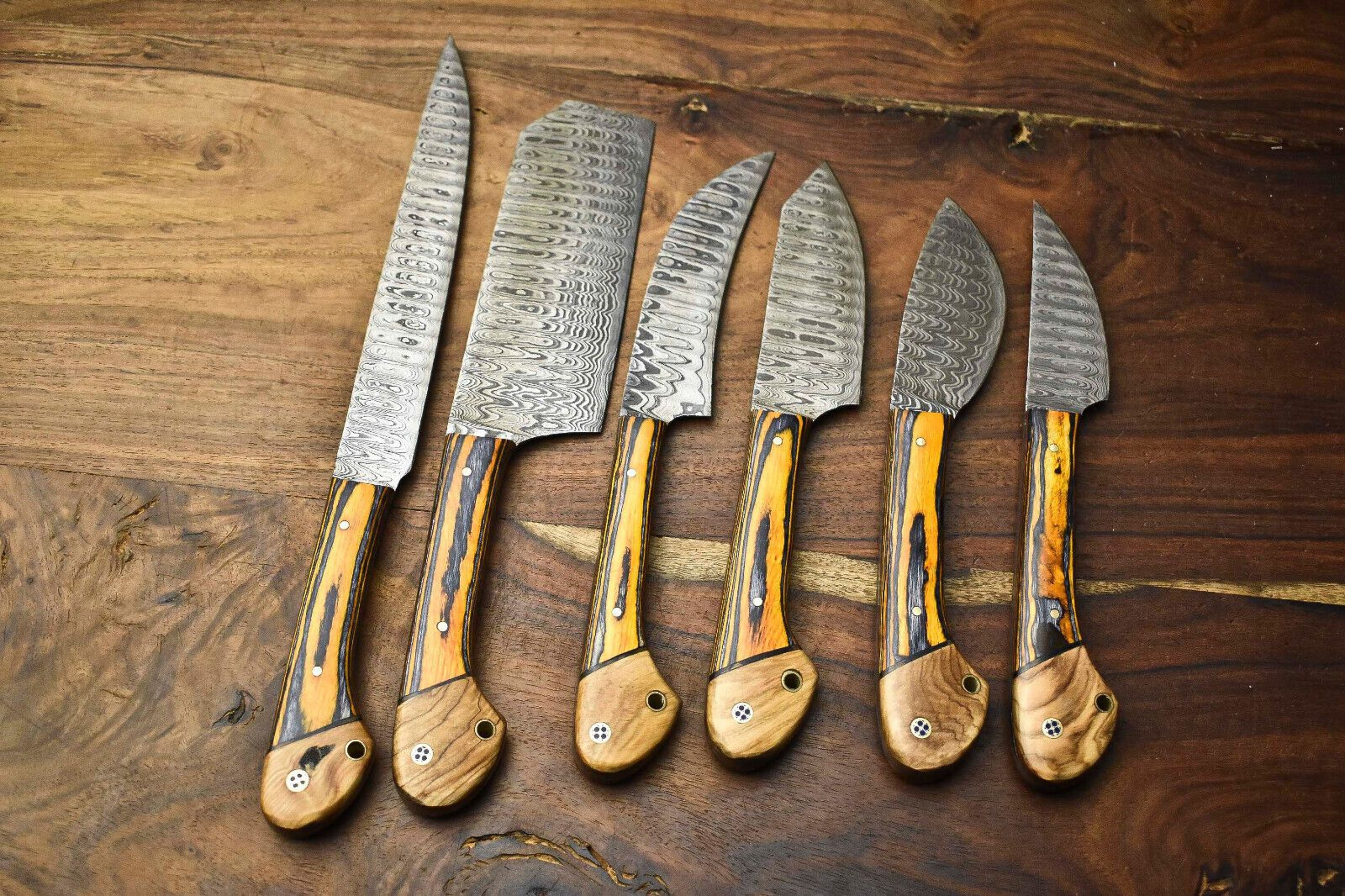 Unique Hand Forged Damascus Chef Knives  6Piece Kitchen Knife Collection 1