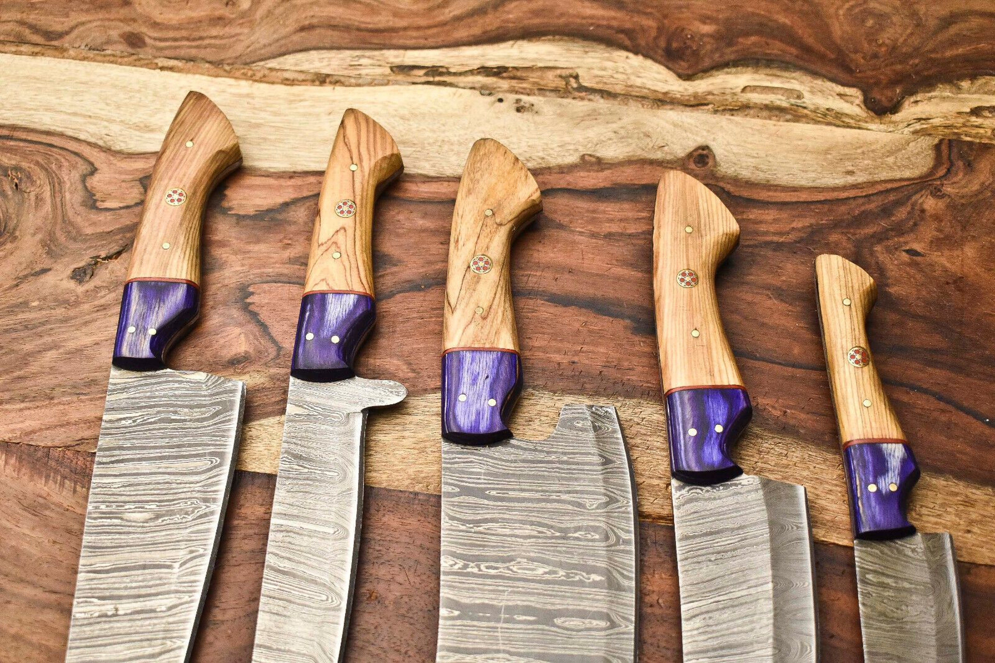 Lot Of 5 Handmade Damascus Steel Chef Knives  Premium Kitchen Collection 2