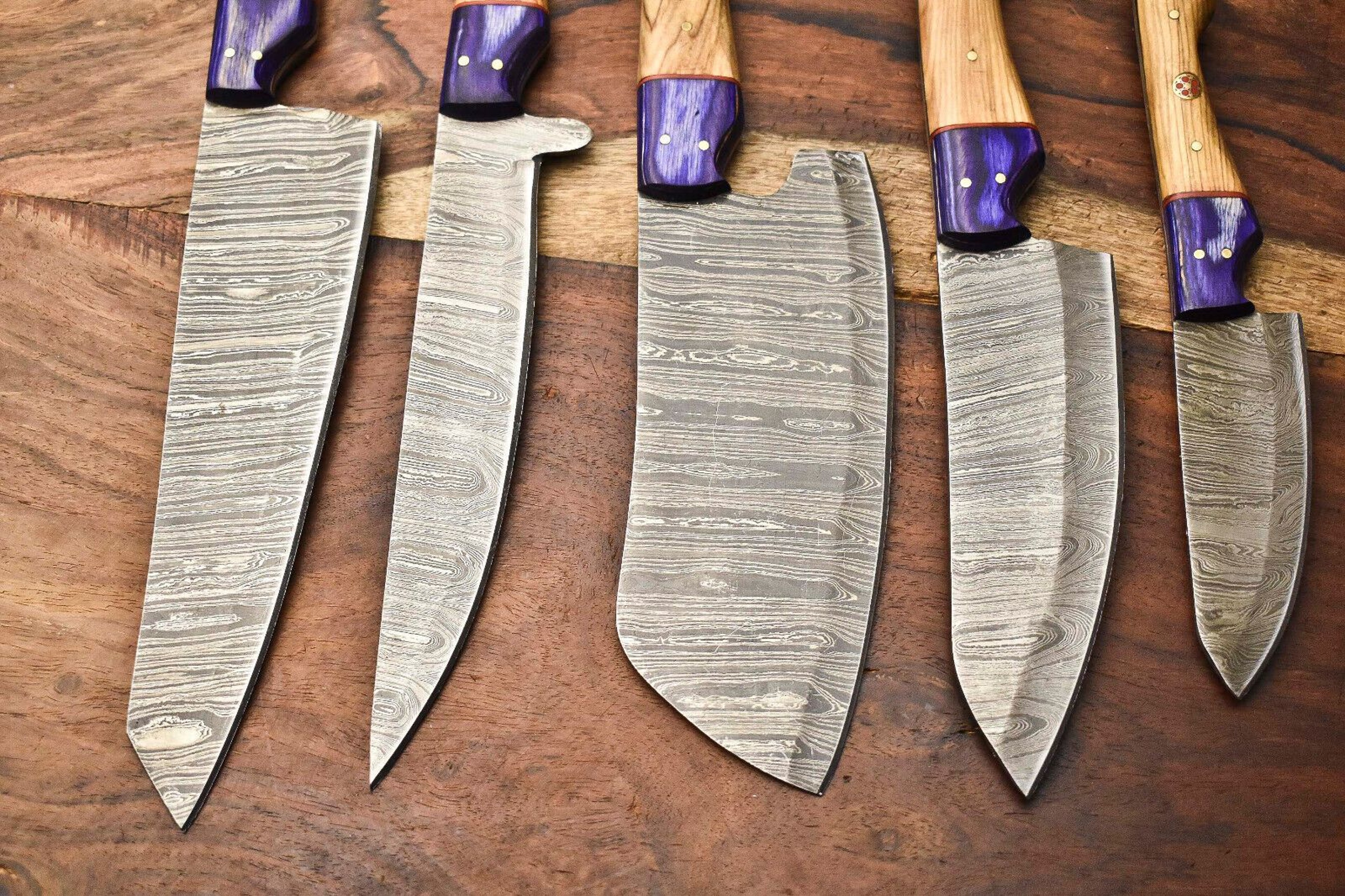 Lot Of 5 Handmade Damascus Steel Chef Knives  Premium Kitchen Collection 3