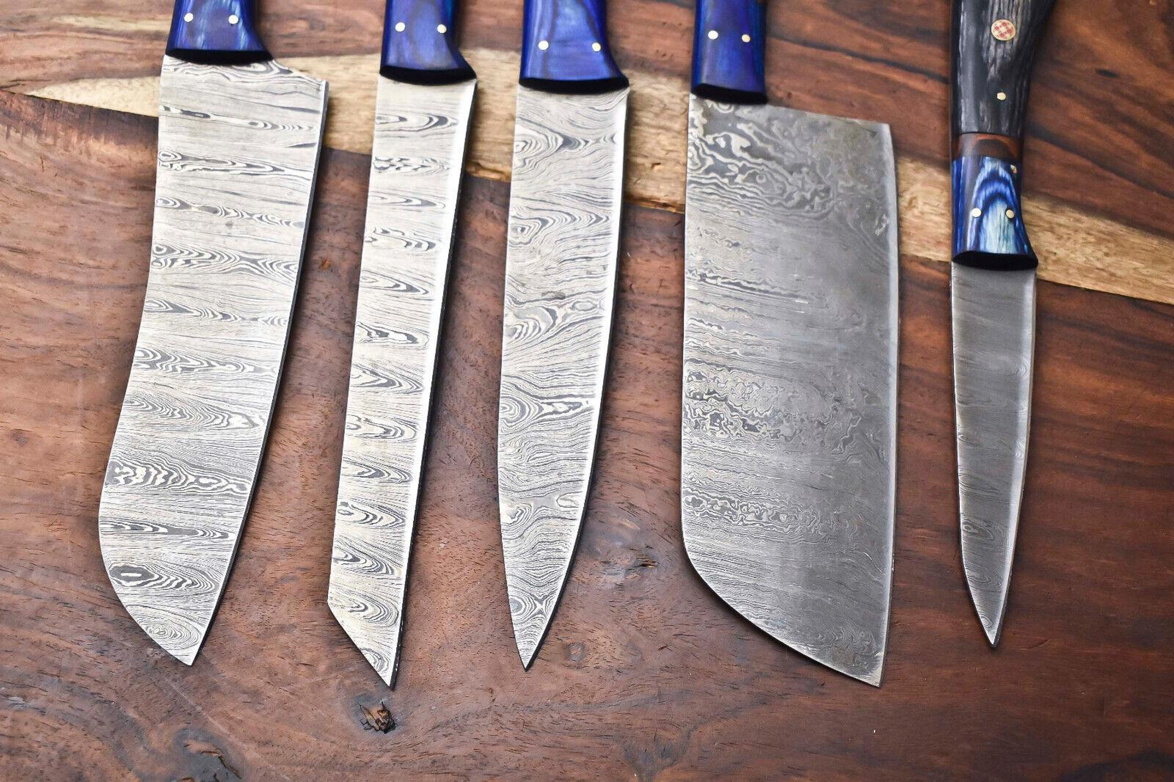 Professional Damascus Chef Knives  5Piece Hand Forged Kitchen Knife Set 3