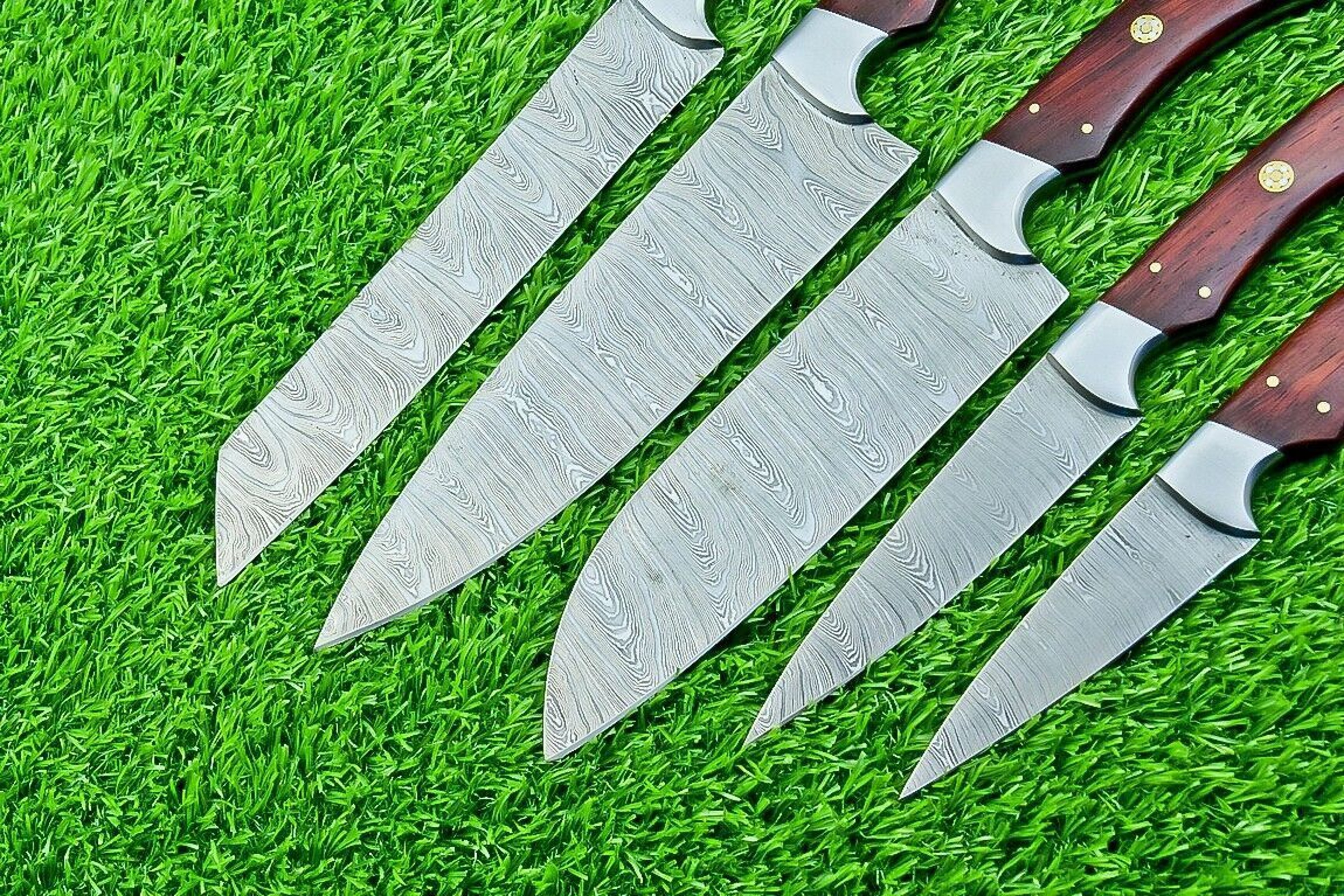 Custom Forged Damascus Steel Chef Knives  5Piece Handmade Kitchen Knife Set 1
