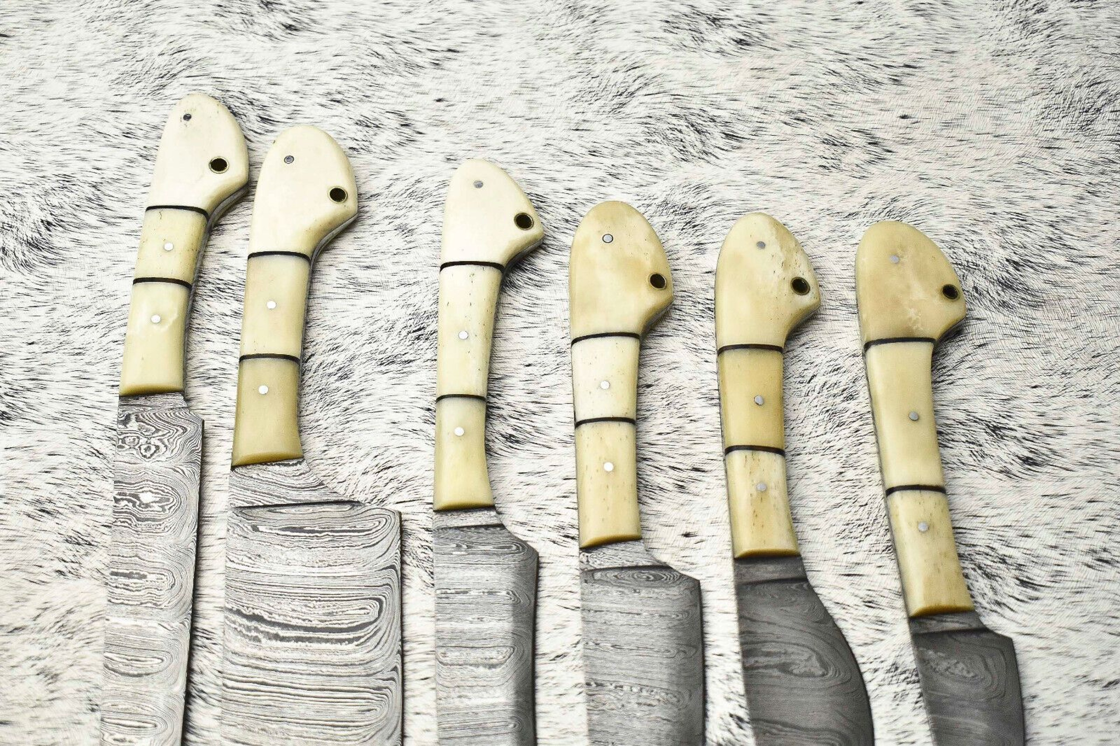 Premium Damascus Steel Knife Set  6Piece Artisan Full Tang Hardwood Collection 2