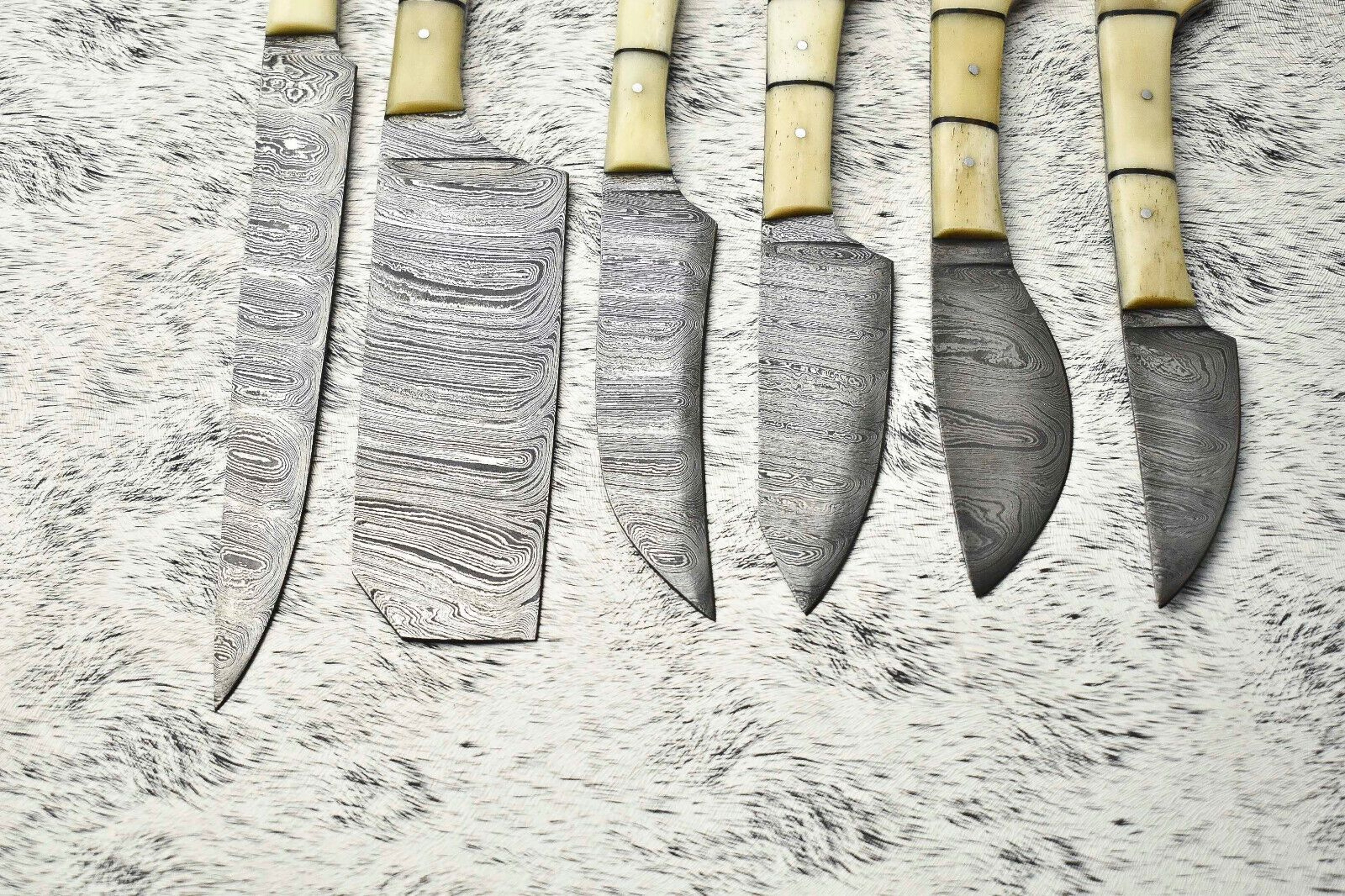 Premium Damascus Steel Knife Set  6Piece Artisan Full Tang Hardwood Collection 3
