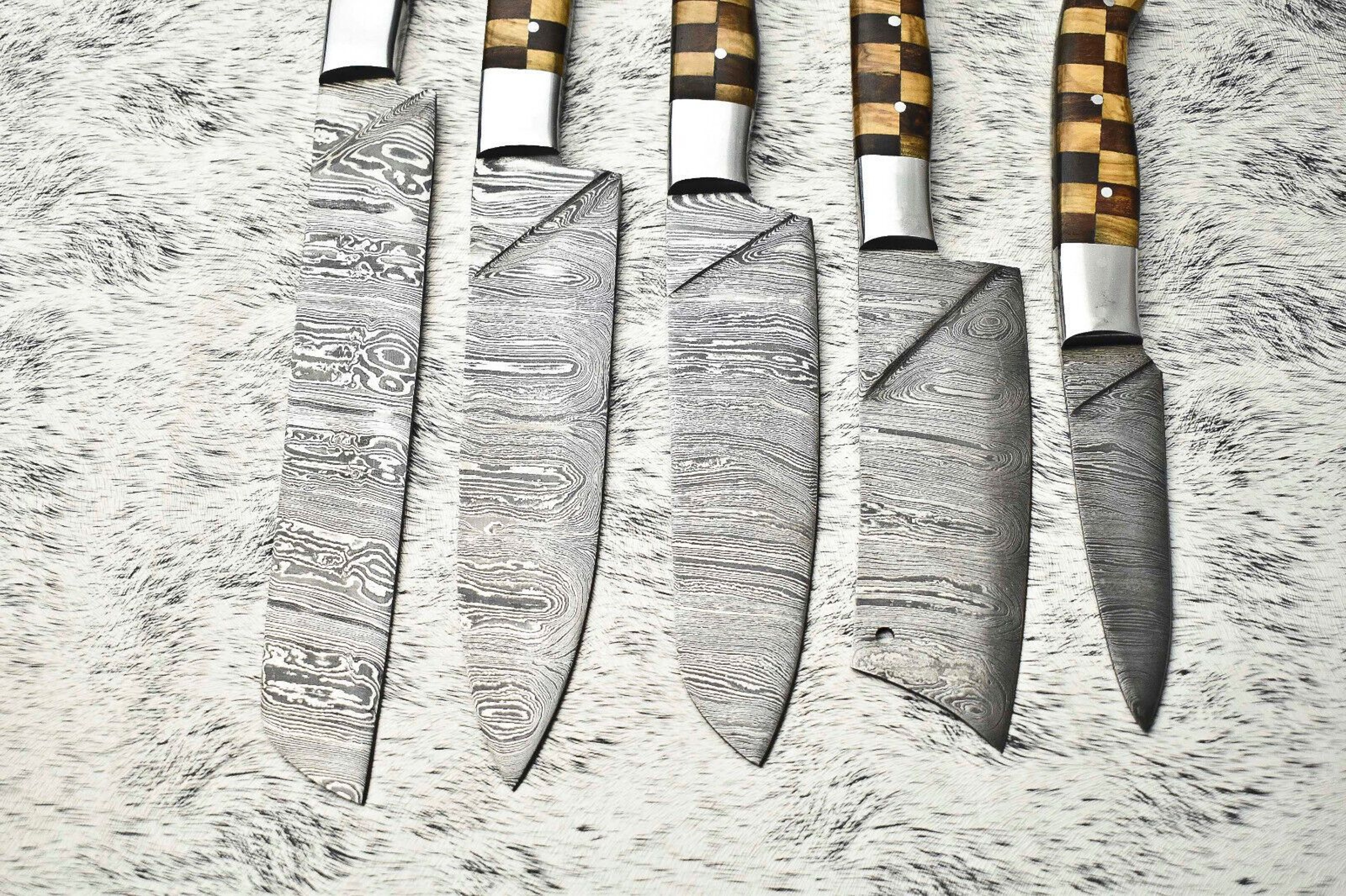 Signature 5Piece Damascus Steel Chef Knife Set  Forged Hardwood Handles 3