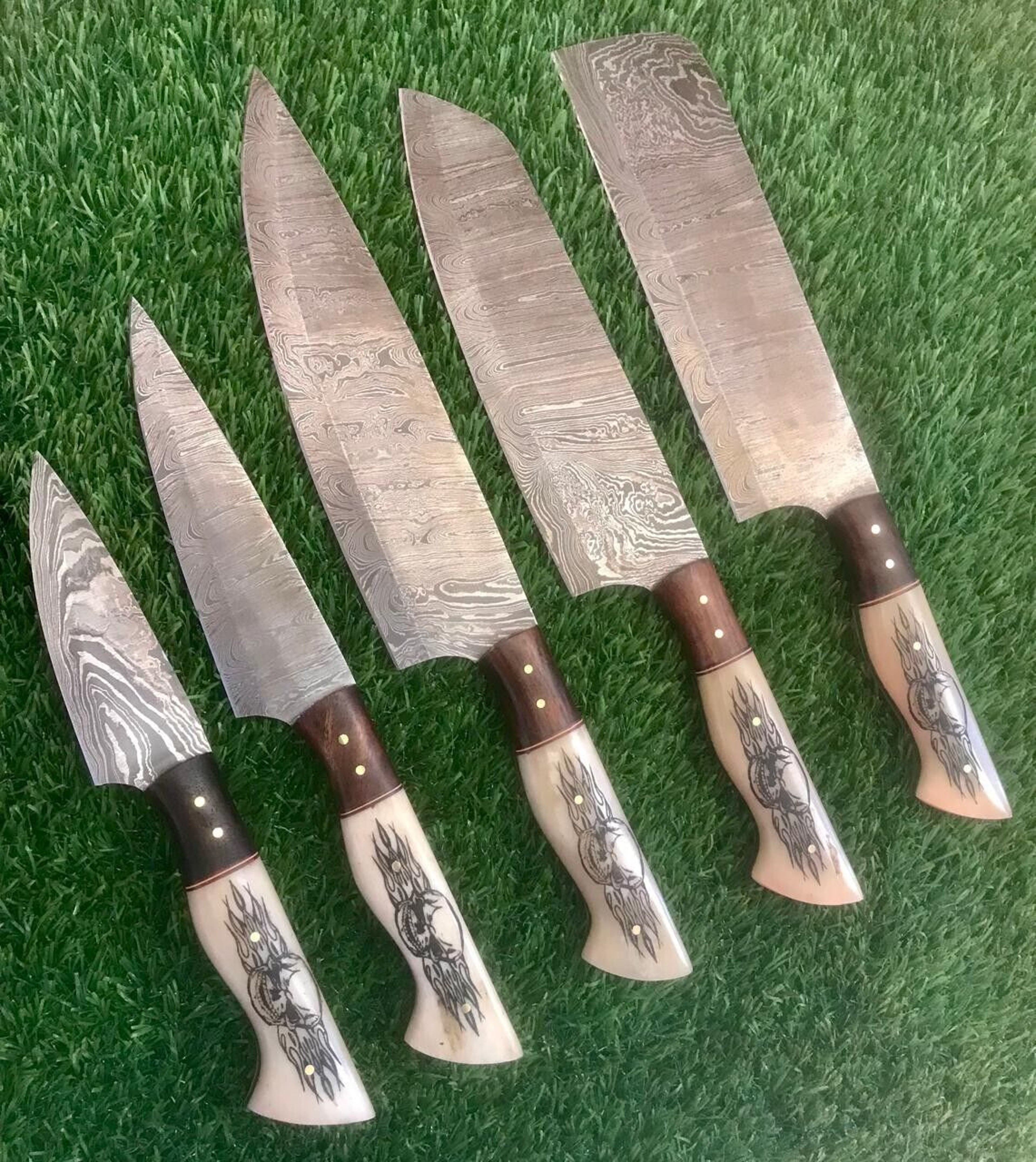 Hand Forged Damascus Steel Chef Knife Set  5 Pc Professional Kitchen Essentials 1
