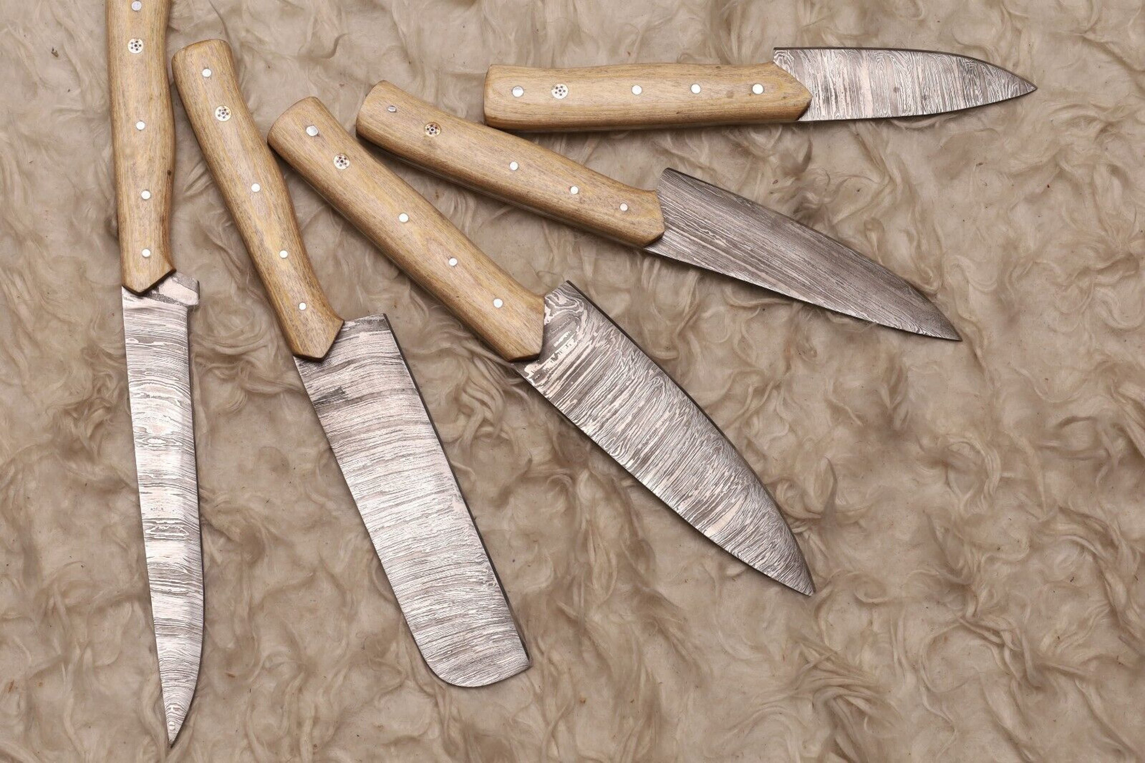 Heritage Edition Handmade Damascus Knife Set  5 Pc Chef Collection 0
