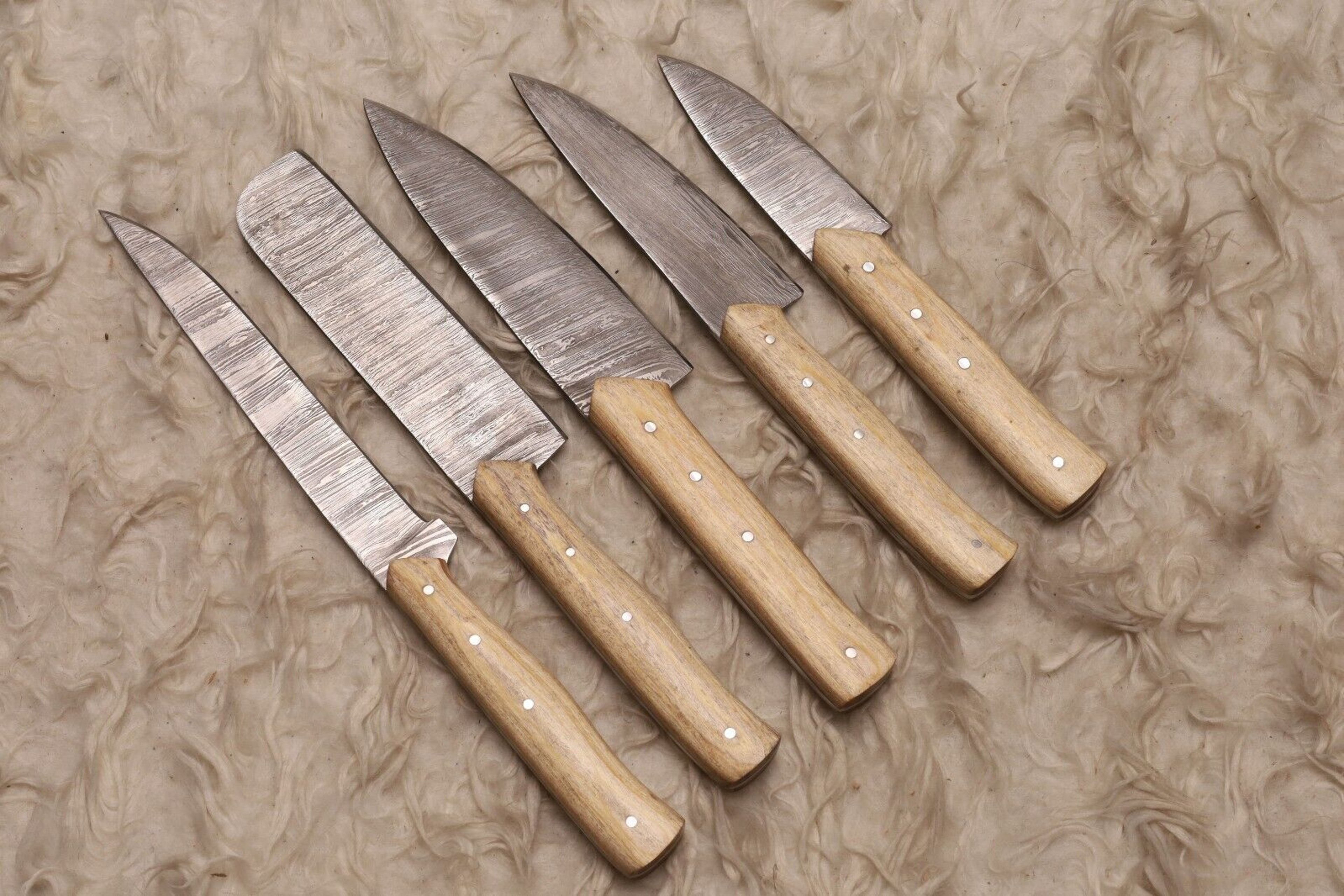 Heritage Edition Handmade Damascus Knife Set  5 Pc Chef Collection 3