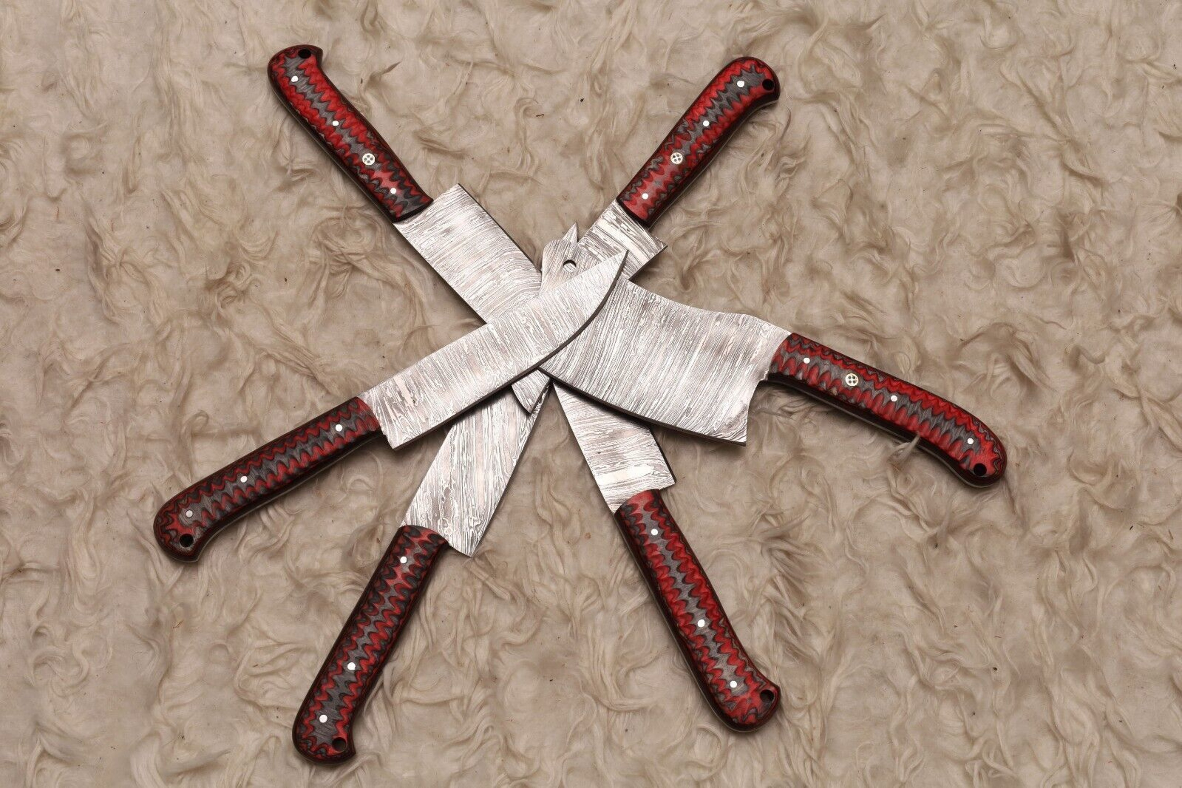 6 Pcs Handmade Damascus Steel Chef Knife Set  Wood Handle  Professional Kitchen Knives 1