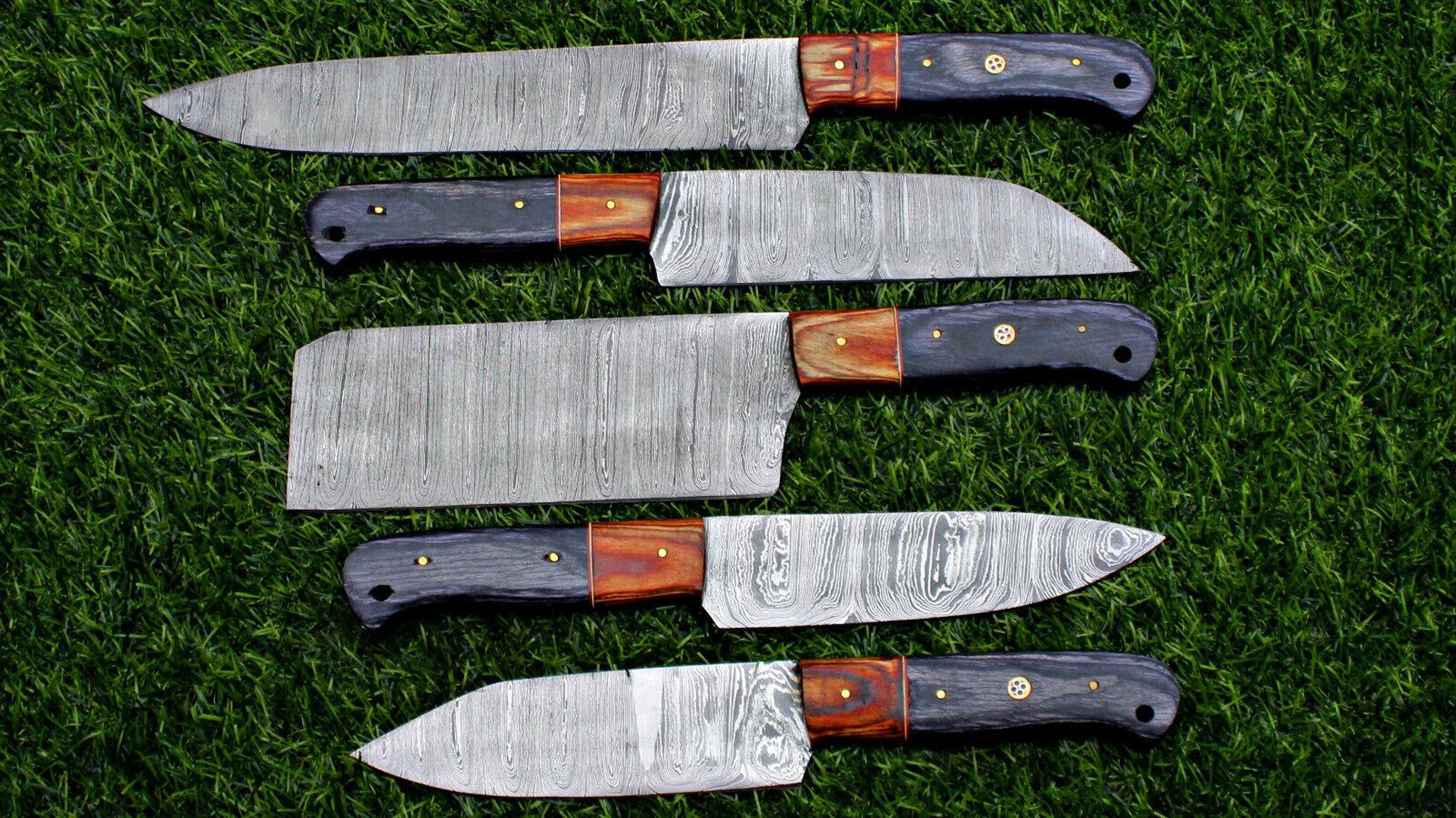BLACK BEER Custom Forged Damascus Chef Knife Set  Handmade 5 Pc Kitchen Knives 1