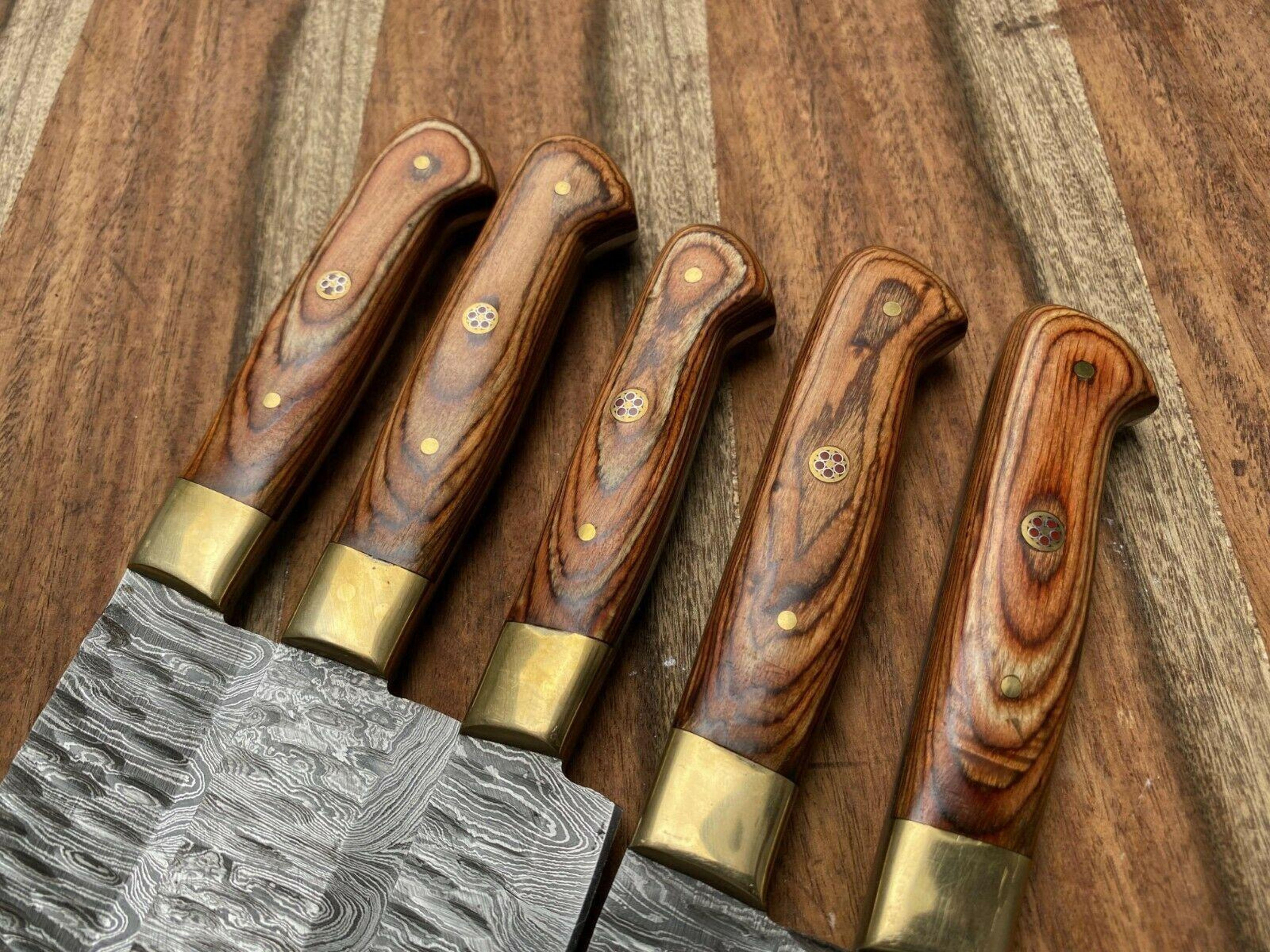 Authentic Damascus Steel Kitchen Knife Set  5Pc Handmade Chef Knives 2