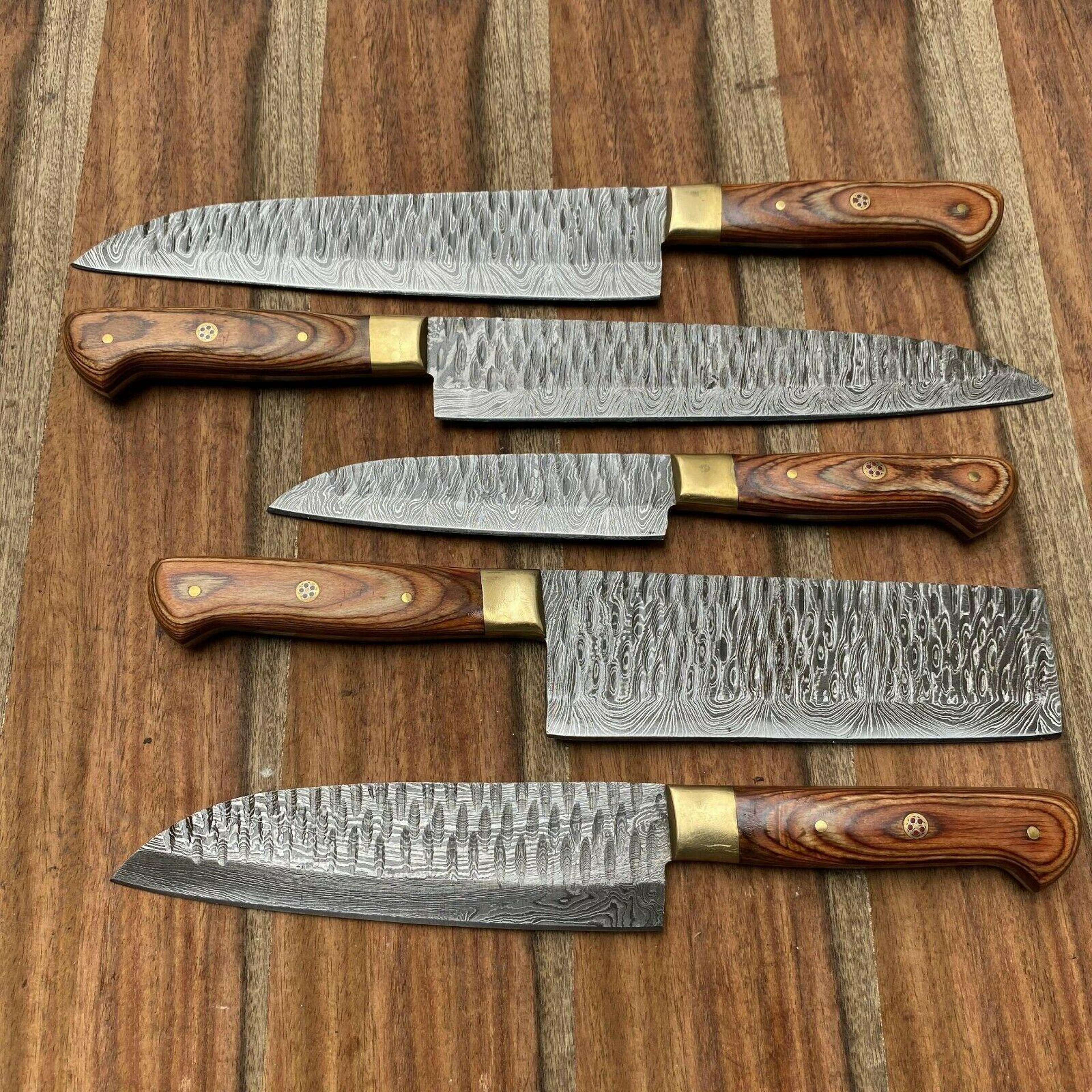 Authentic Damascus Steel Kitchen Knife Set  5Pc Handmade Chef Knives 3