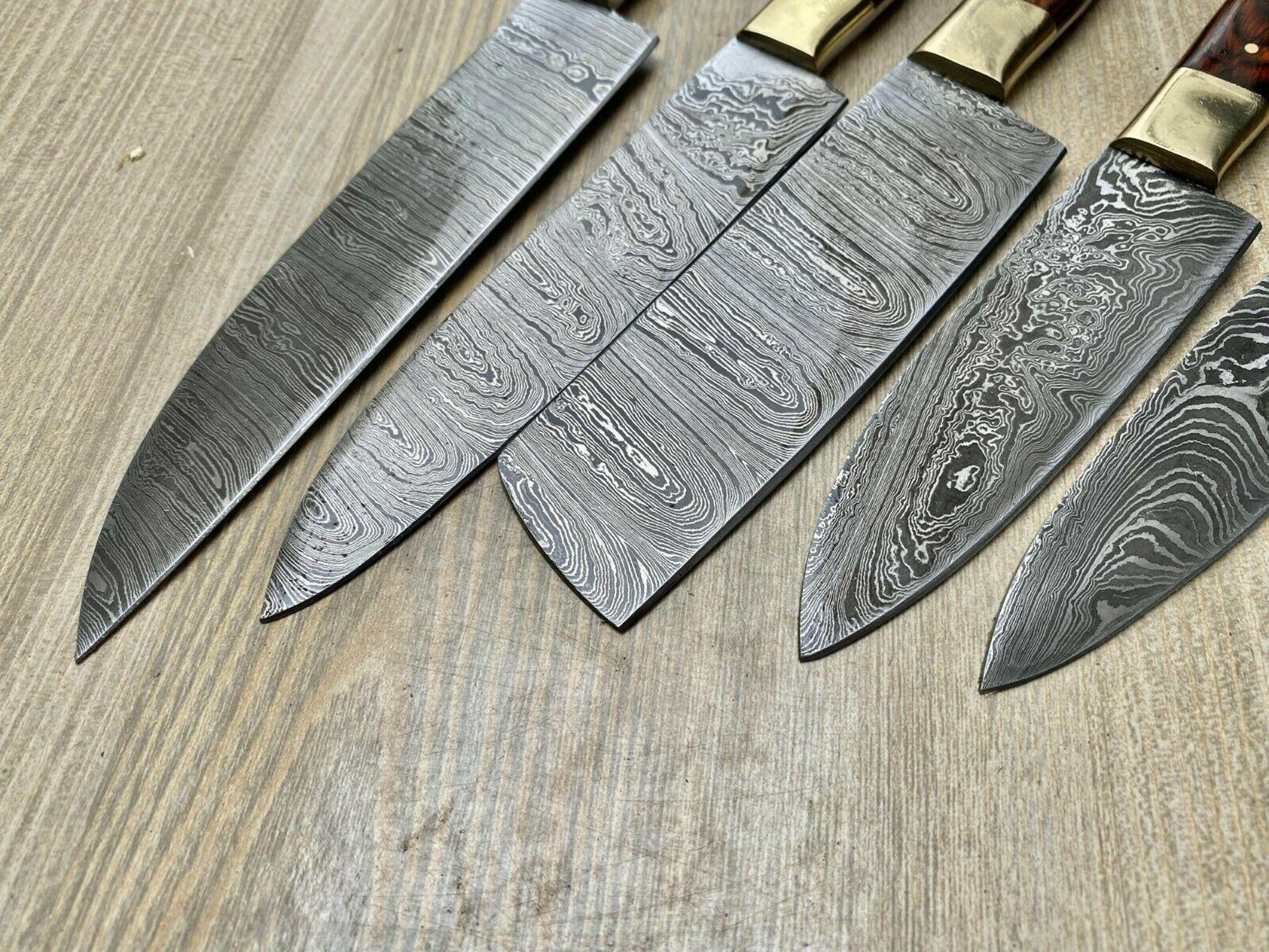 Premium Custom Damascus Steel Kitchen Knife Set  Handmade Wooden Handle Chef Knives 1