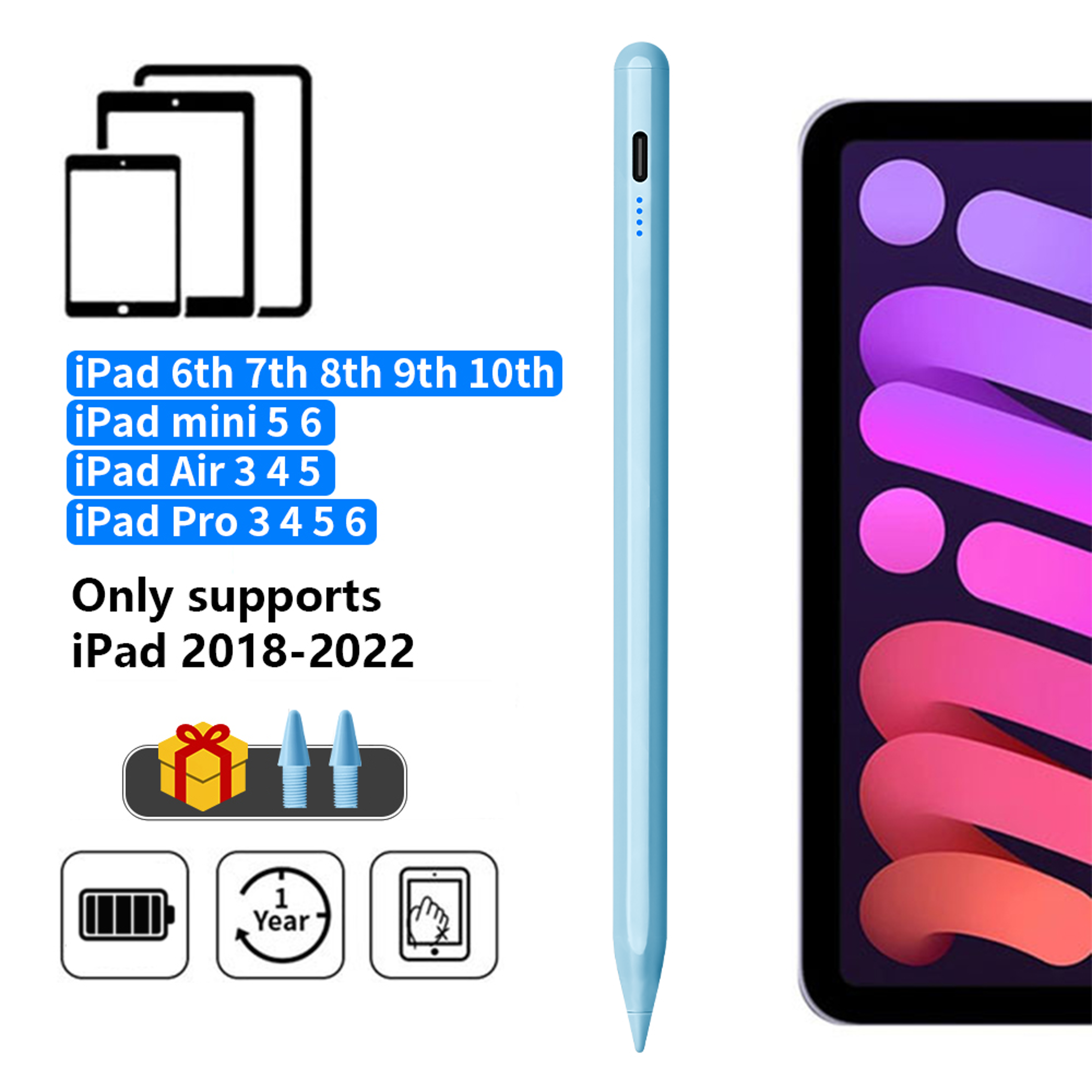 Stylus Pen for Apple Pencil with LED Palm Rejection Touch Pencil for iPad with Power Indicator – view 12
