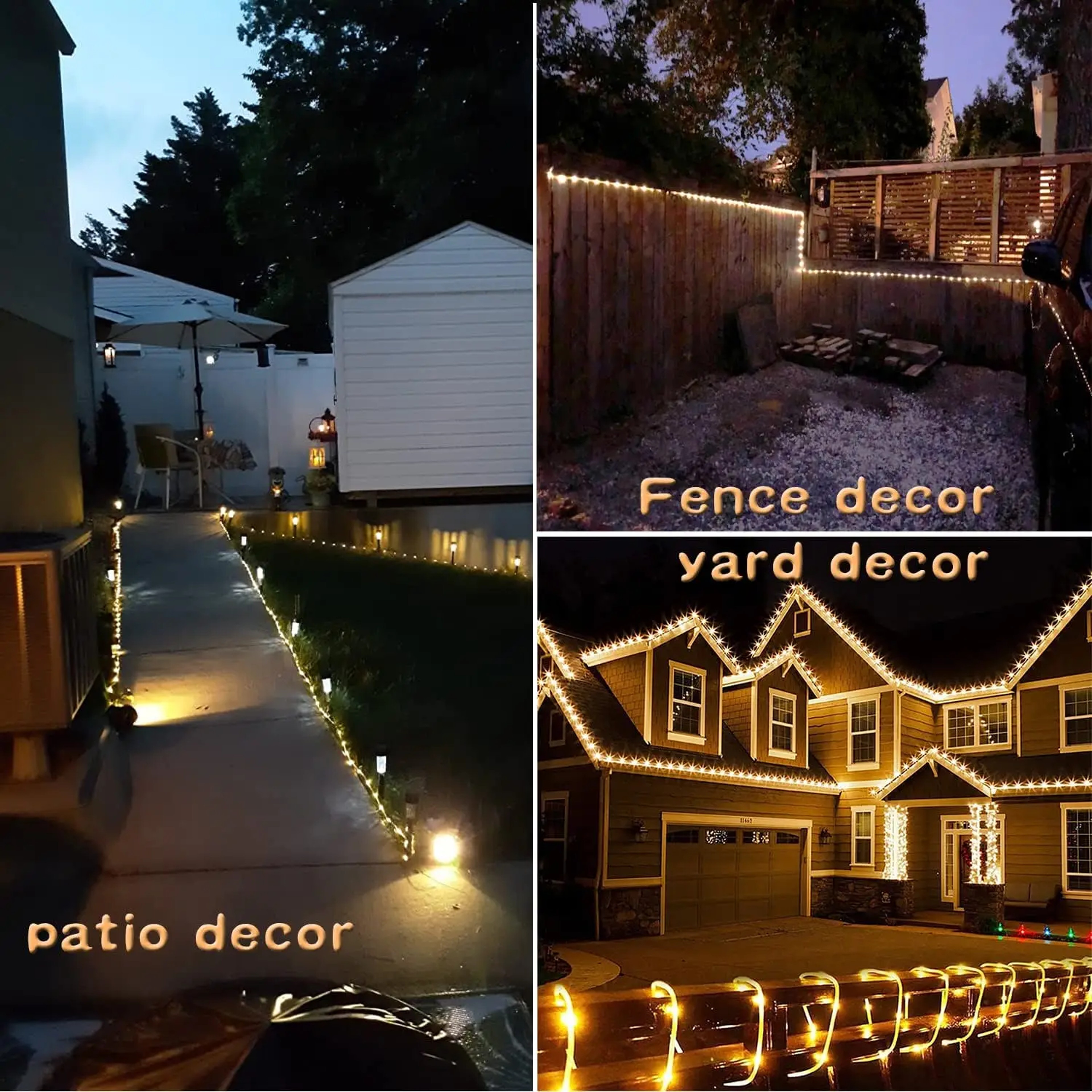 Outdoor Solar Tube Rope LED Light Waterproof Garden Christmas Decoration Fairy String Light For Wed 5