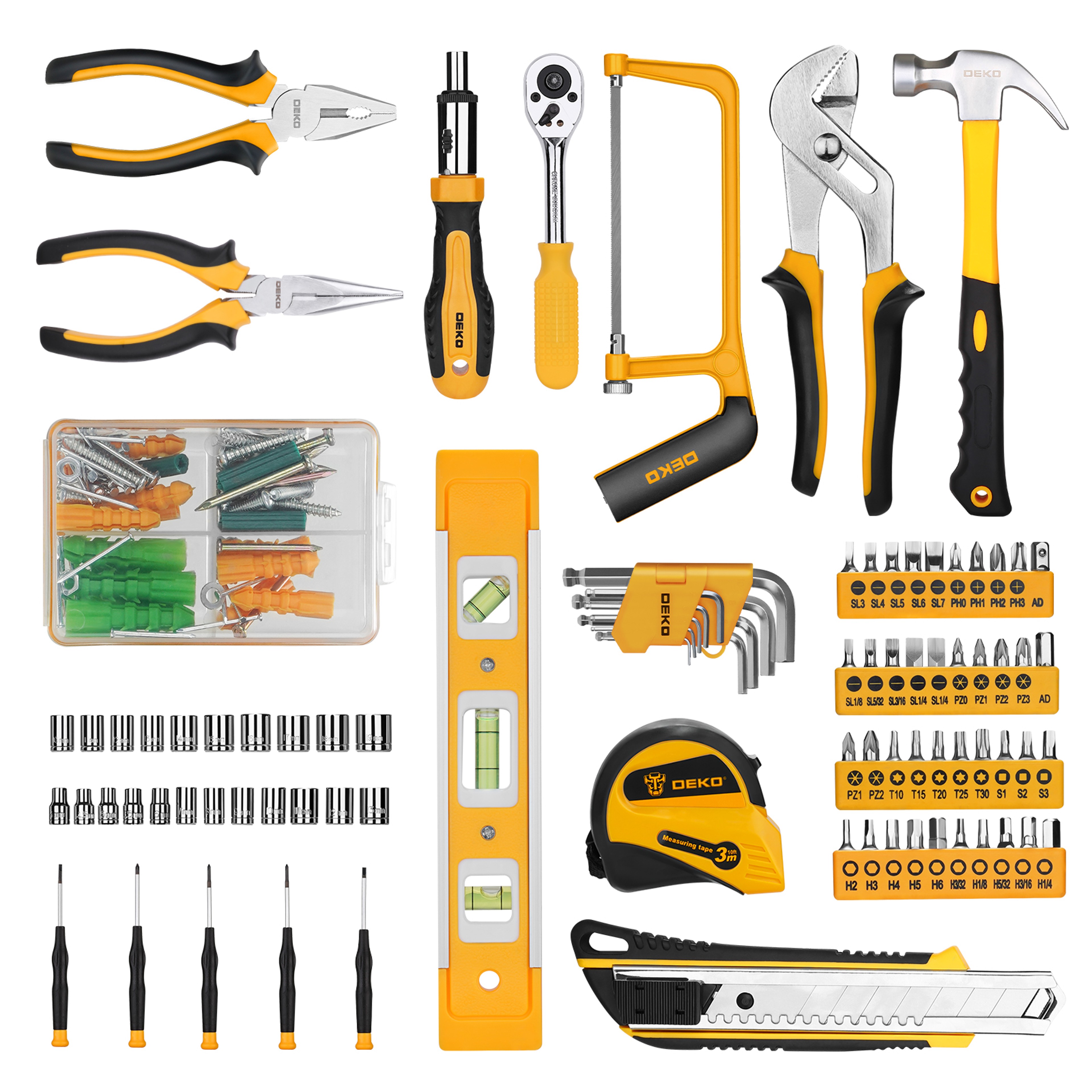 Tool Combination Package Socket Wrench Hand Tool Set With Plastic Toolbox Essential Auto Repair Kit 1