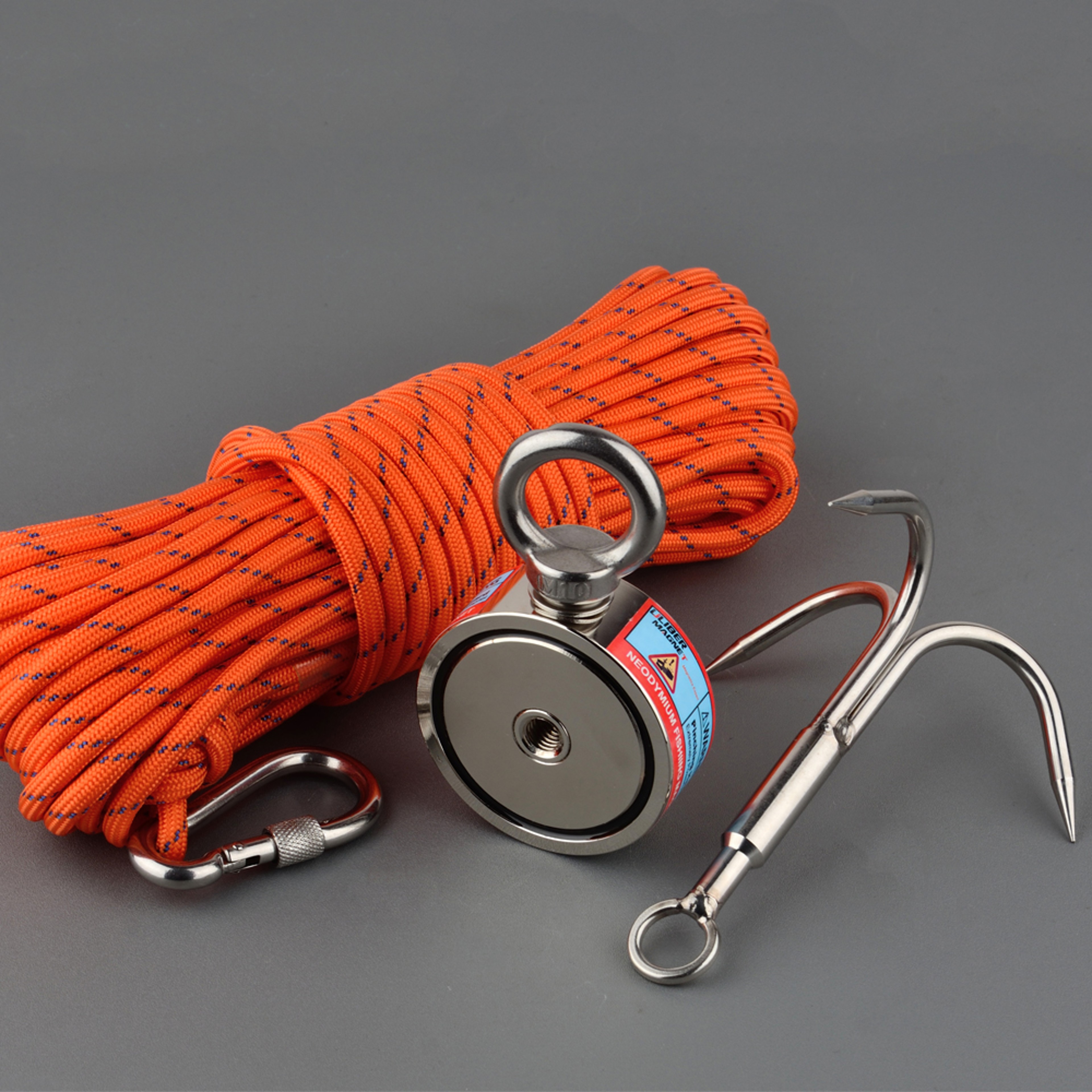 Double Sided Magnet Fishing Kit Neodymium Magnets Rope Claw Gloves Glue Shovel Bag Magnetic Recover 4