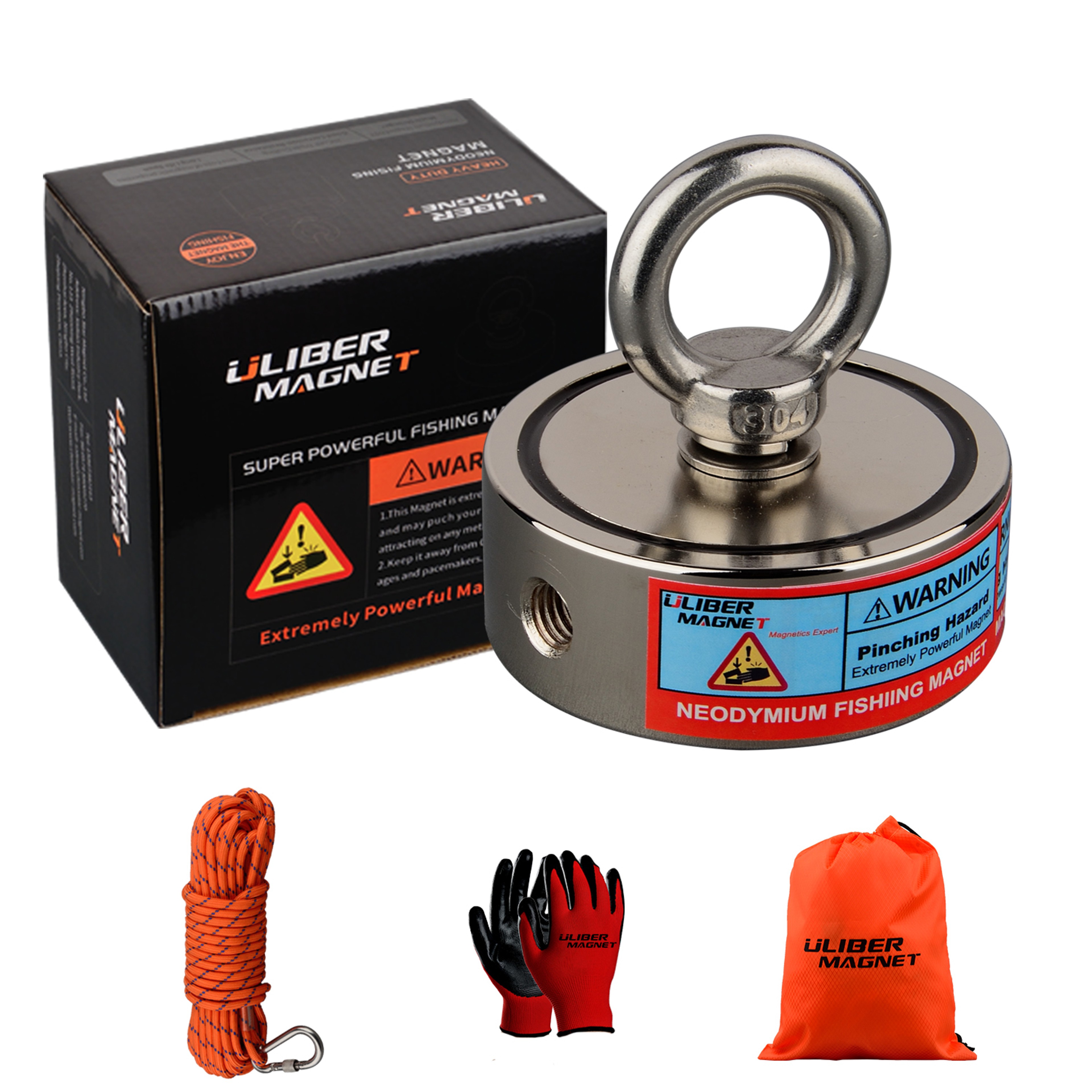Double Sided Magnet Fishing Kit Neodymium Magnets Rope Claw Gloves Glue Shovel Bag Magnetic Recover 6