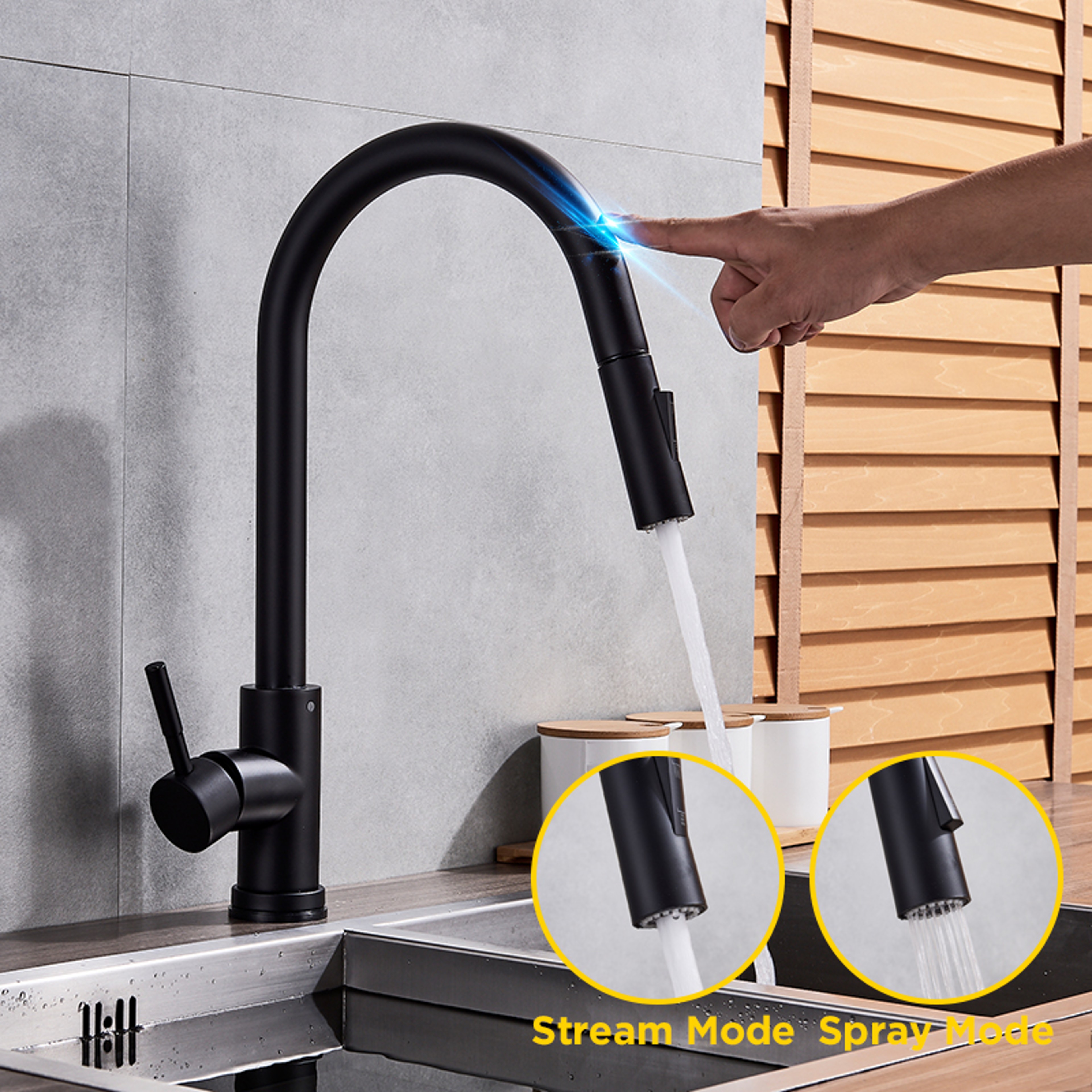 Smart Touch Sensor Kitchen Tap With PullOut Sprayer  Easy Clean Design 1
