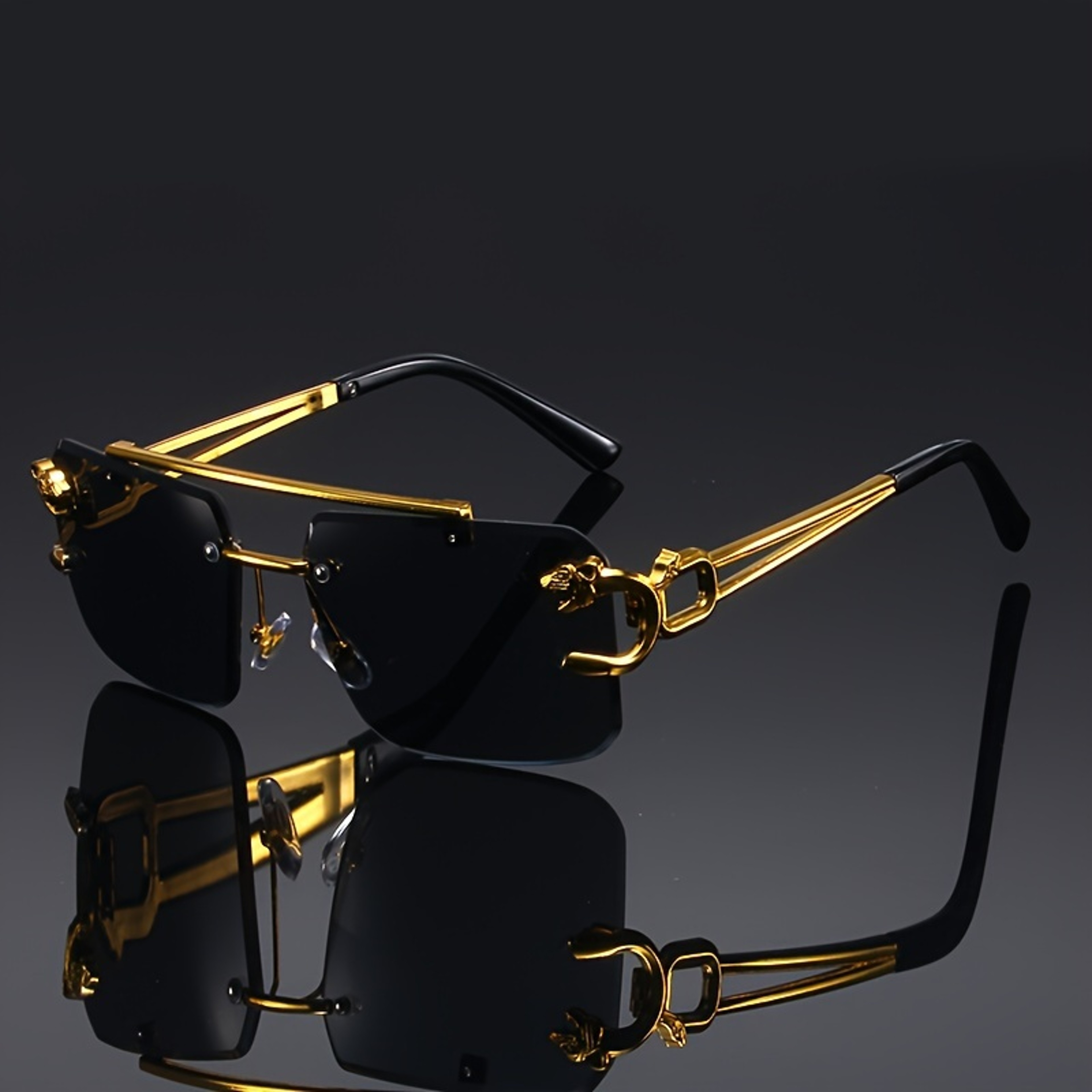 Golden Edge Frameless Sunglasses with Anti-Glare UV Protection for Men & Women – view 7