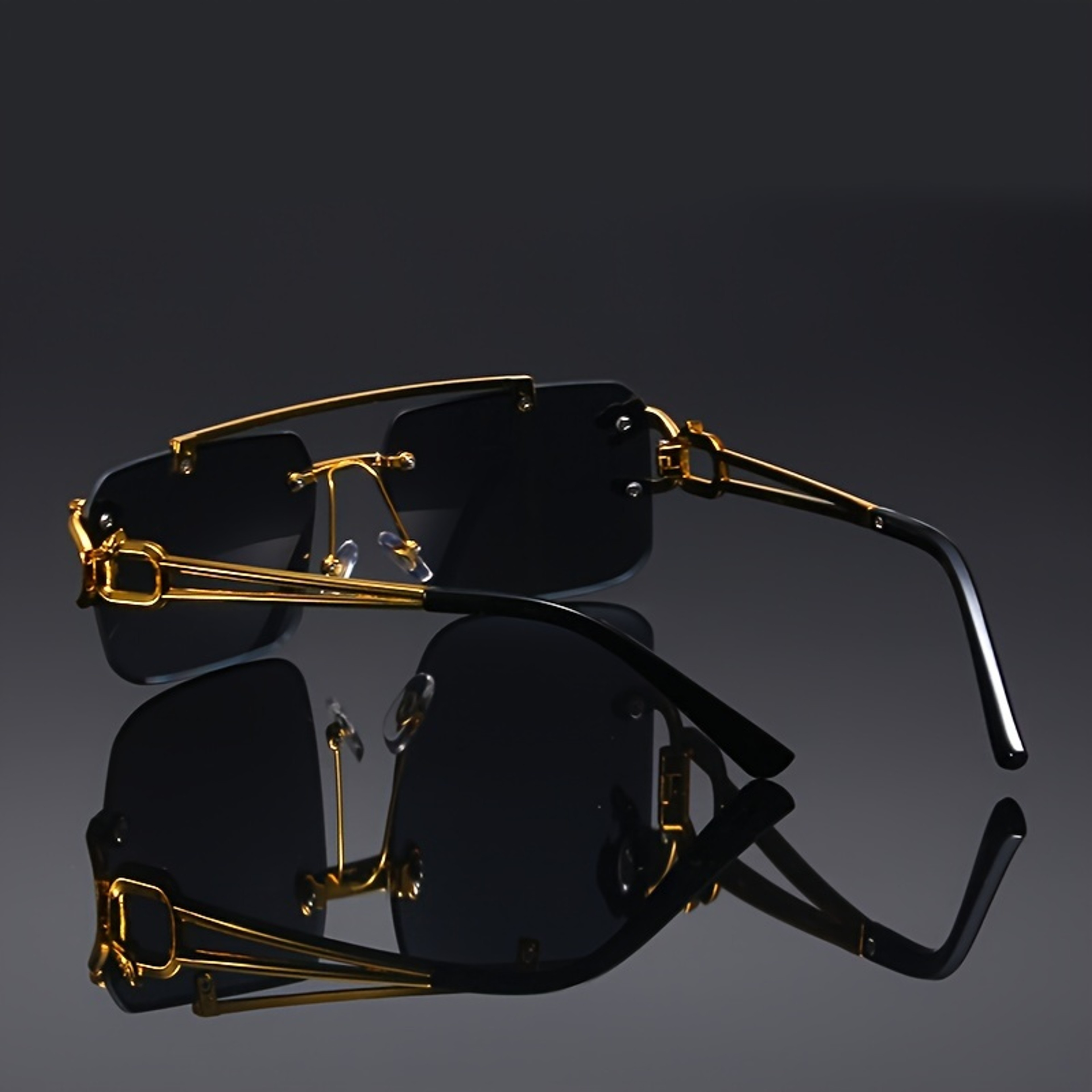 Golden Edge Frameless Sunglasses with Anti-Glare UV Protection for Men & Women – view 4