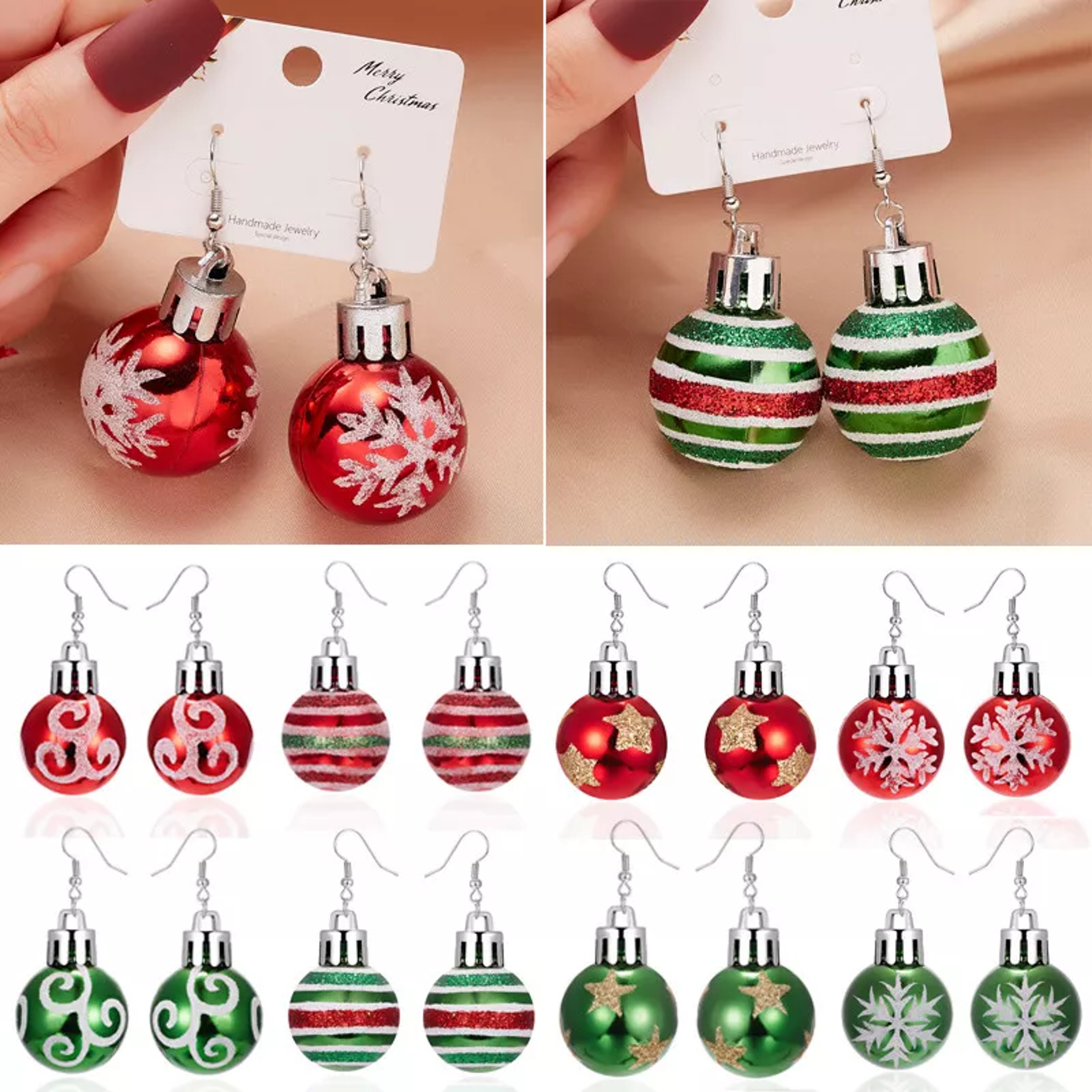 Christmas Snowflake Star Ball Shaped Bulb Earrings Hook For Women Ear Dangle Drop Xmas Fashion Party Jewelry Gift – view 3