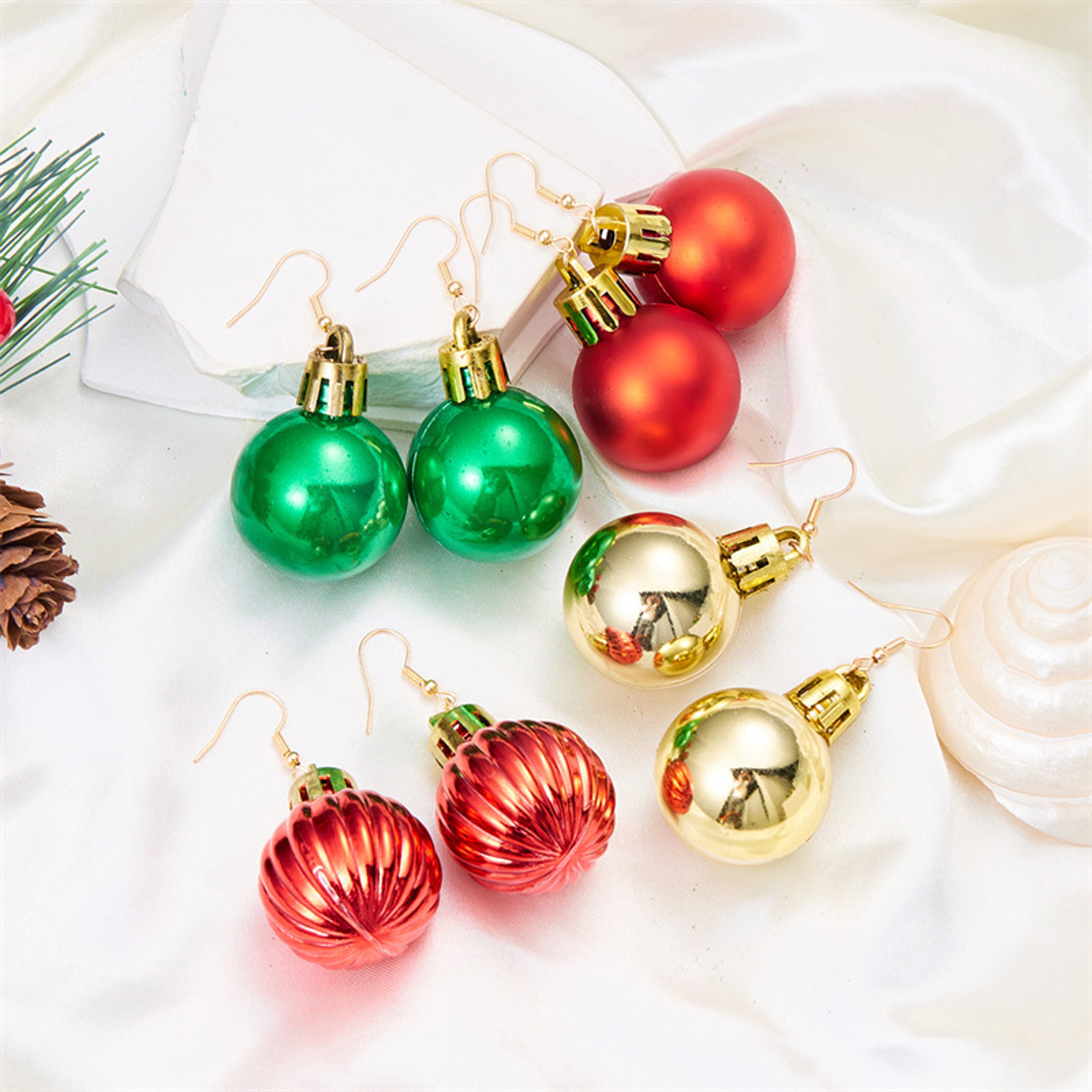 Christmas Snowflake Star Ball Shaped Bulb Earrings Hook For Women Ear Dangle Drop Xmas Fashion Party Jewelry Gift – view 6
