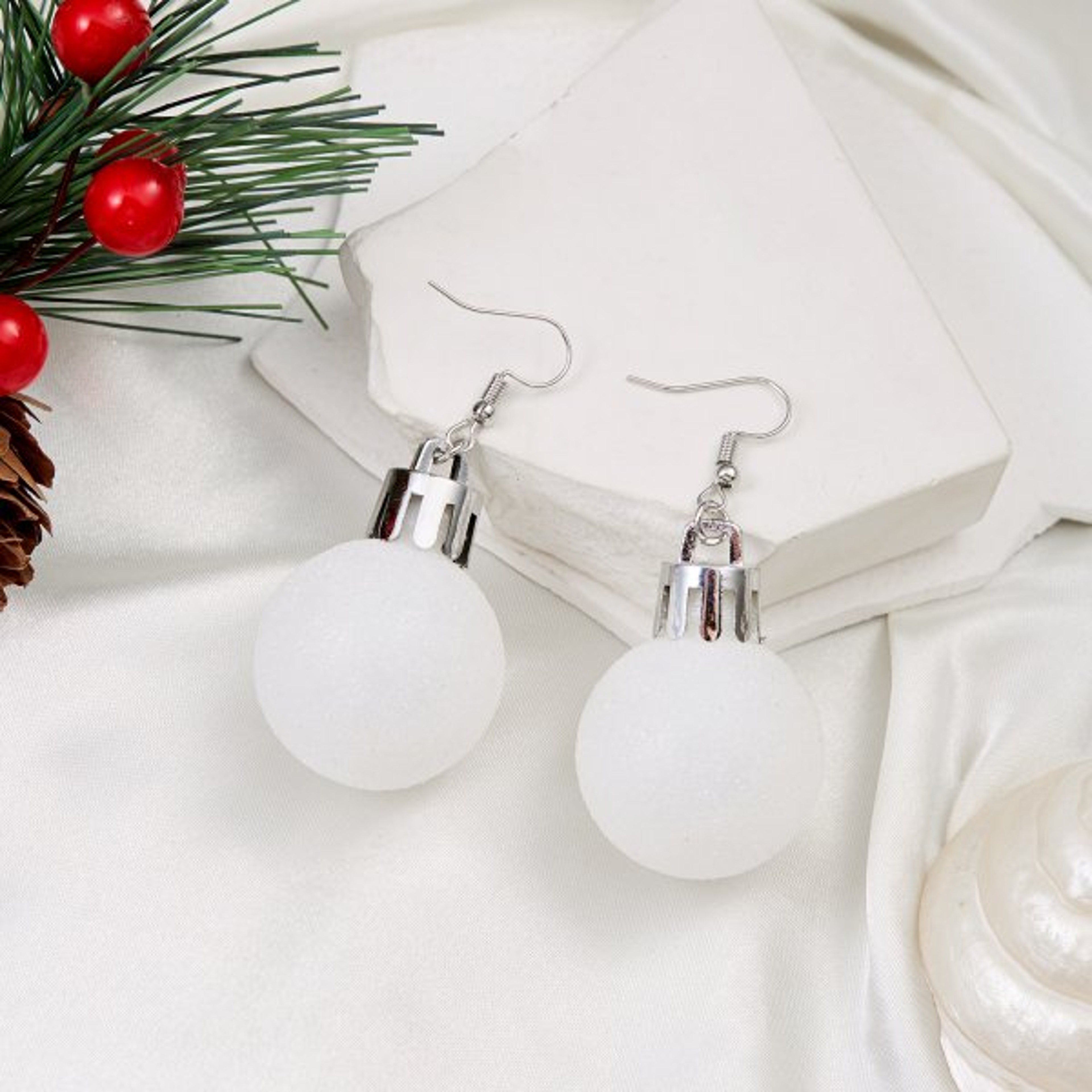 Christmas Snowflake Star Ball Shaped Bulb Earrings Hook For Women Ear Dangle Drop Xmas Fashion Party Jewelry Gift – view 17