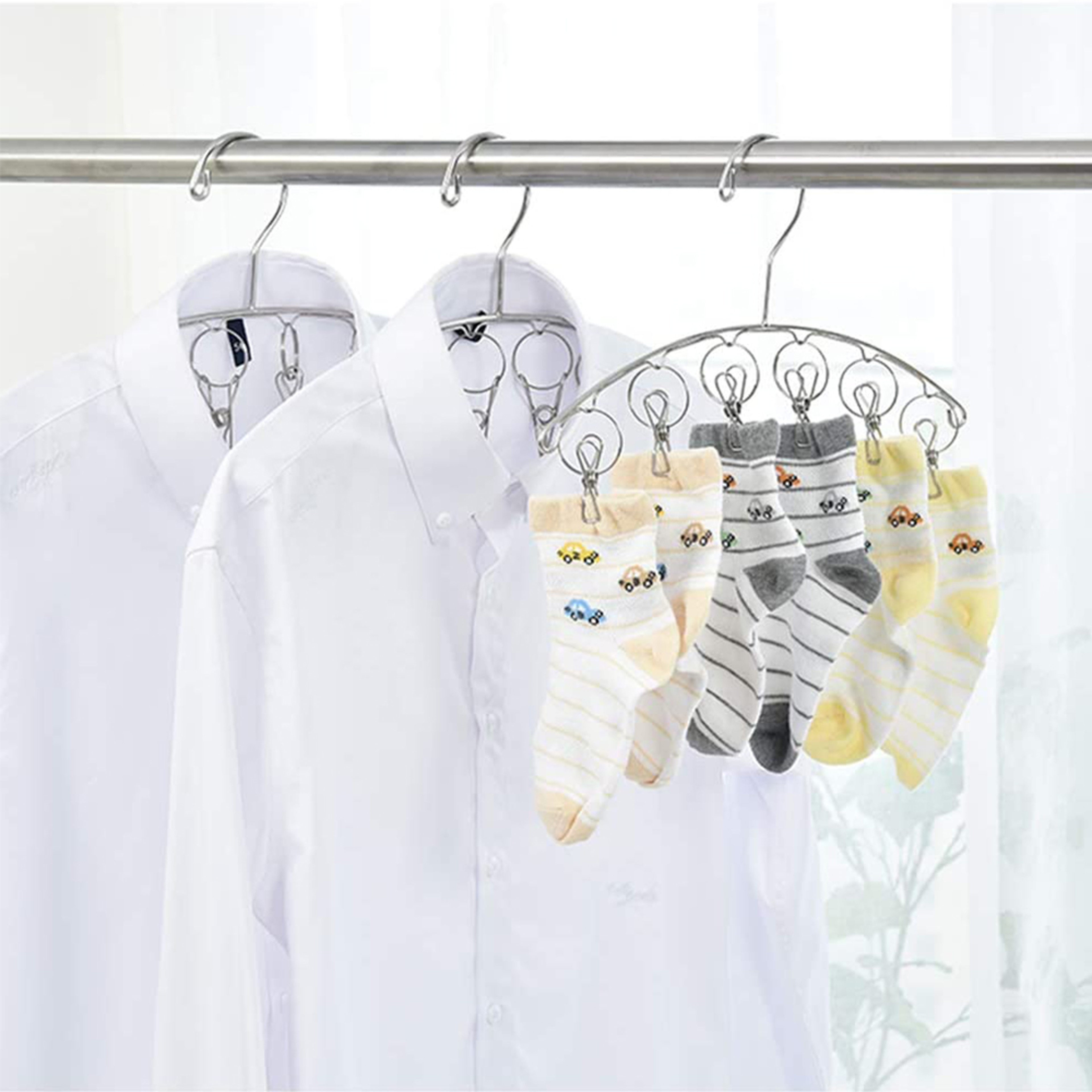 Folding Laundry Hanging Rack, Clothes Drying Hanger with Clips, Socks and Underwear Drying Holder – view 4