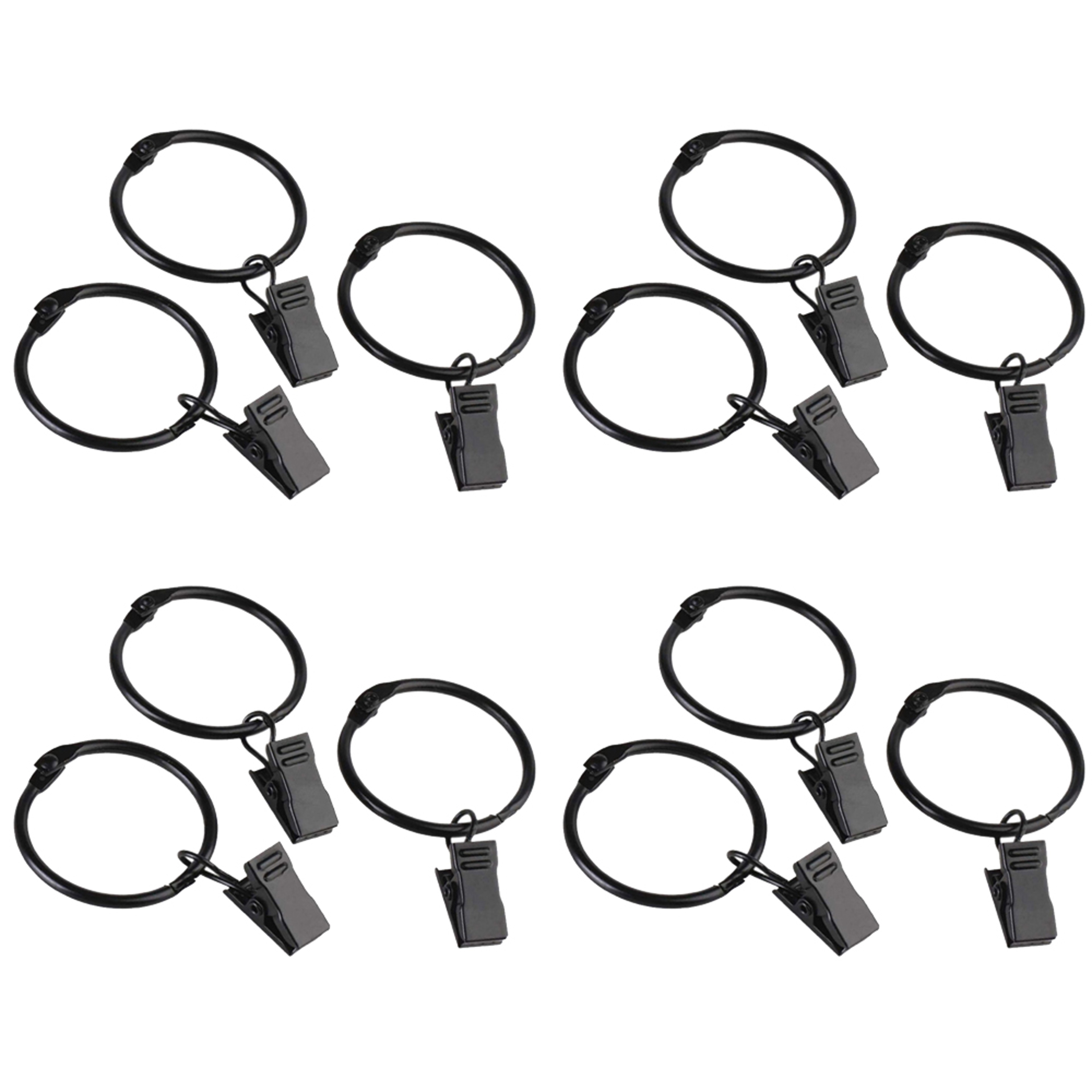 Black Curtain Hooks Hangers, Metal Curtain Rings with Clips, Drapery Clips – view 7
