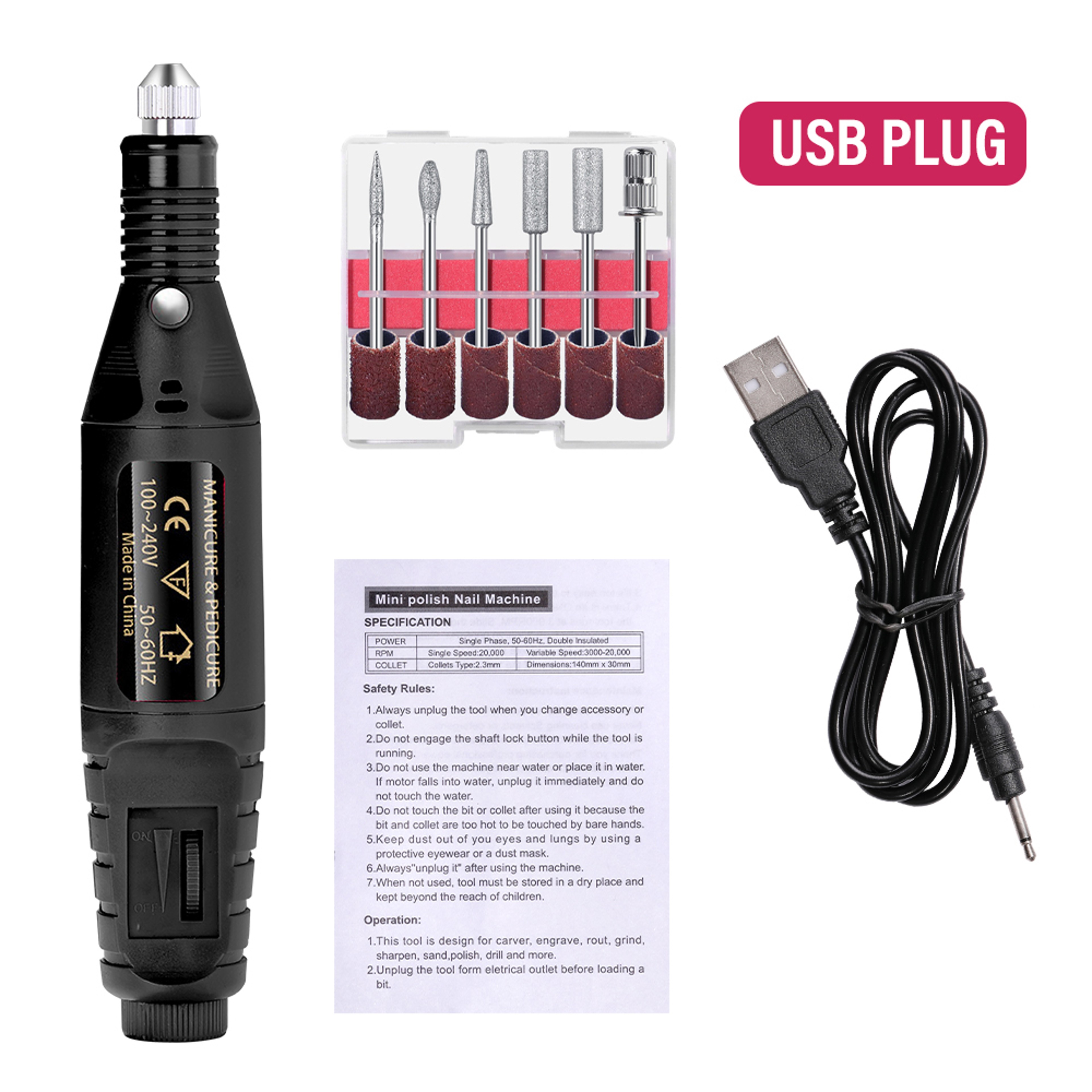 Strong Nail Polishing Tool Set LULAA Electric Nail Drill Machine For Pedicure Grinding 10