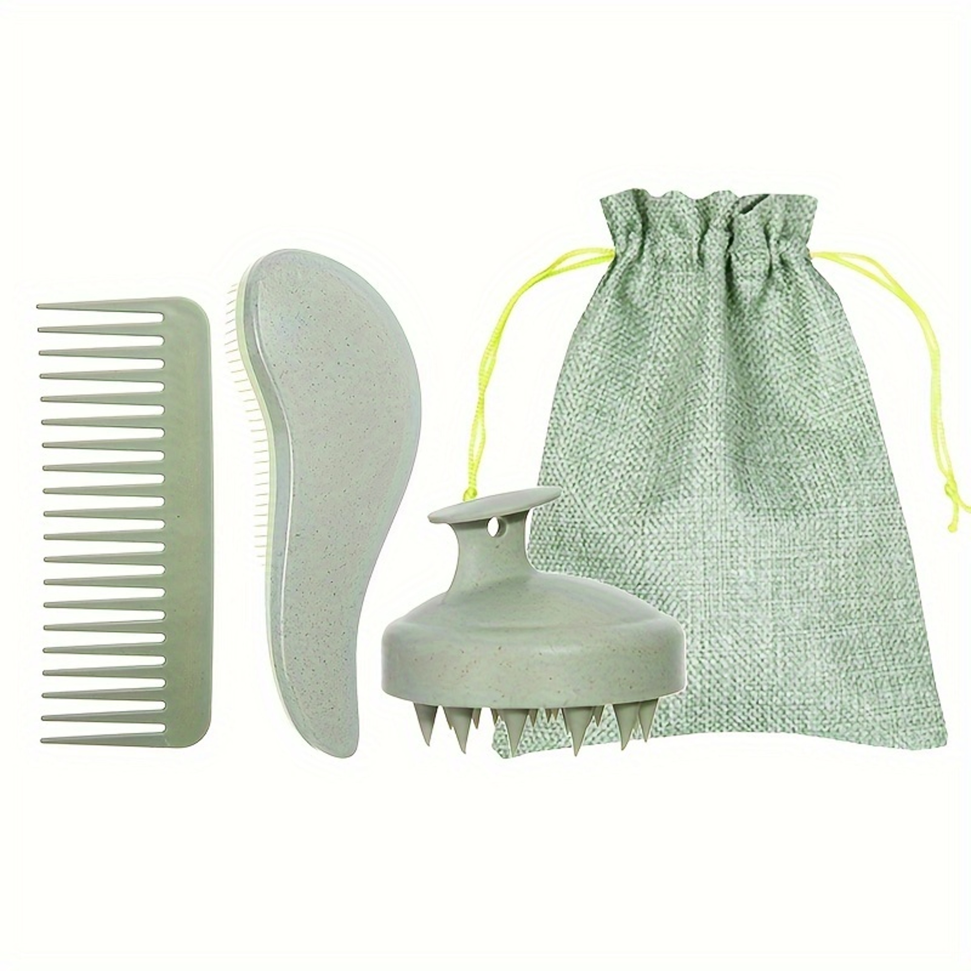 Portable Silicone Scalp Massager, Eco-Friendly Hair Brush Set with Soft Bristles & Colorful Gift Set for Normal Hair – view 9
