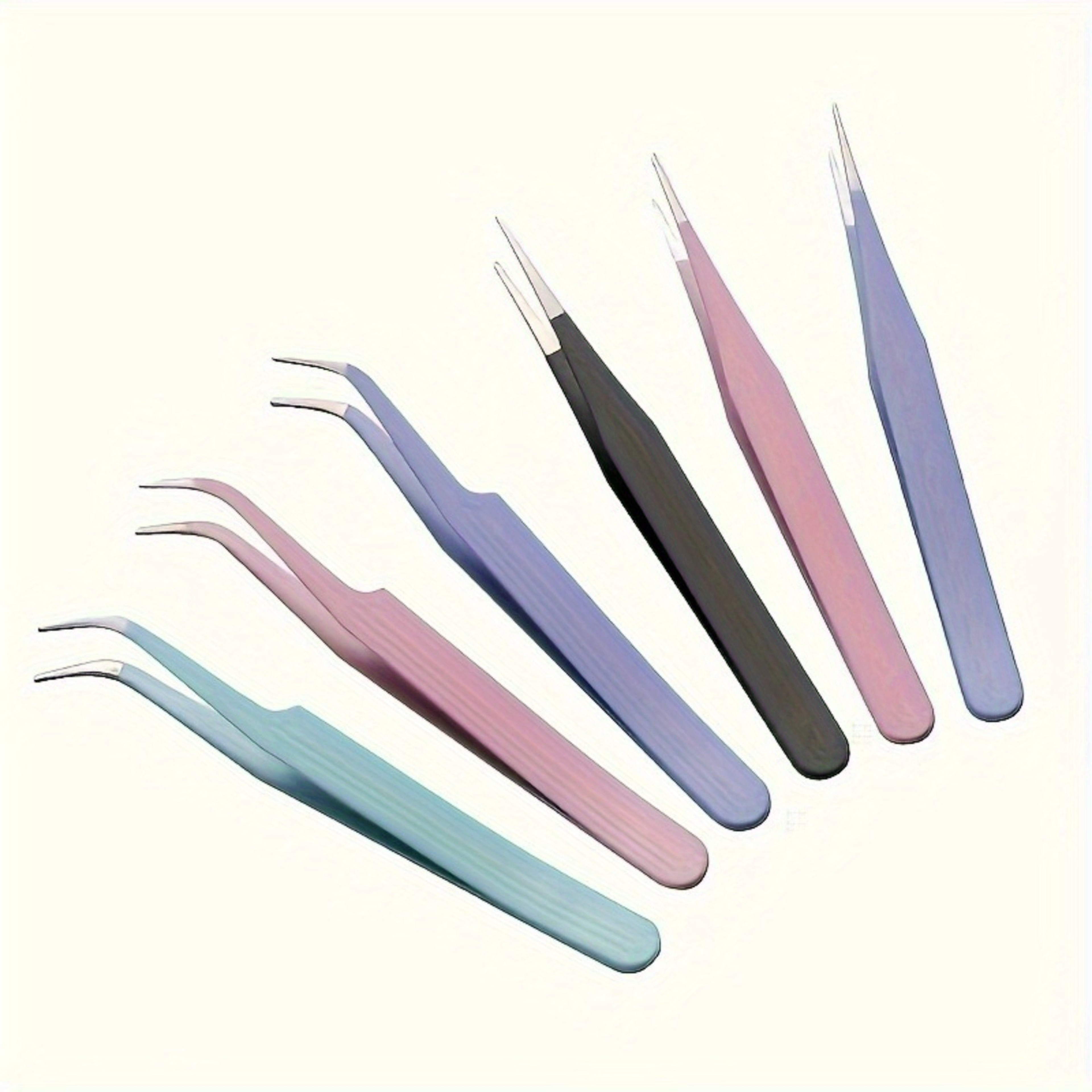 Precision Stainless Steel Tweezers for Scrapbook, Curved and Straight Heads, Colorful Options in Pink, Blue, Purple – view 1