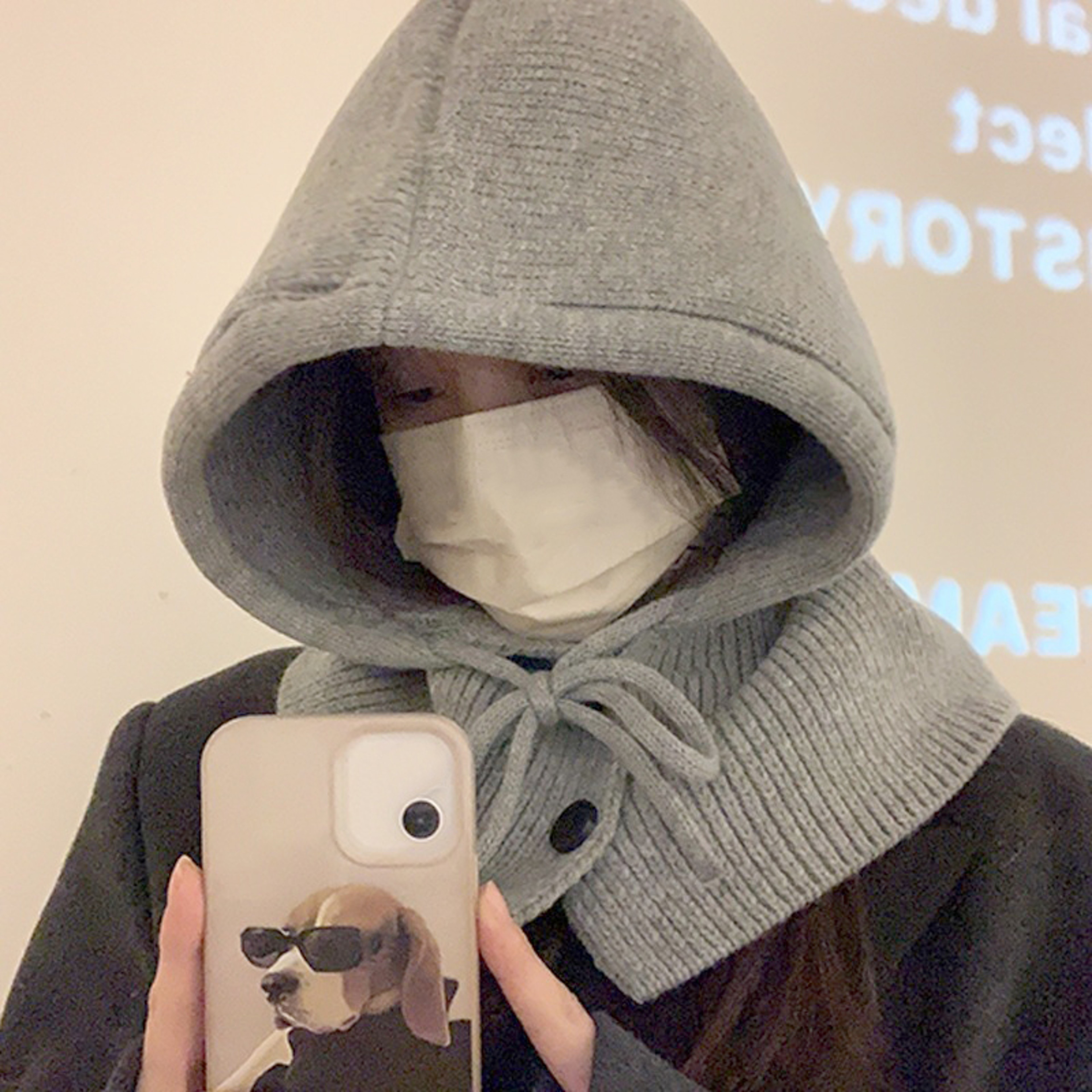 Winter Fashion Hats Wool Knitted Scarf Set Balaclava Hooded Caps Neck Warmer Shawl Gothic Beanies P 0