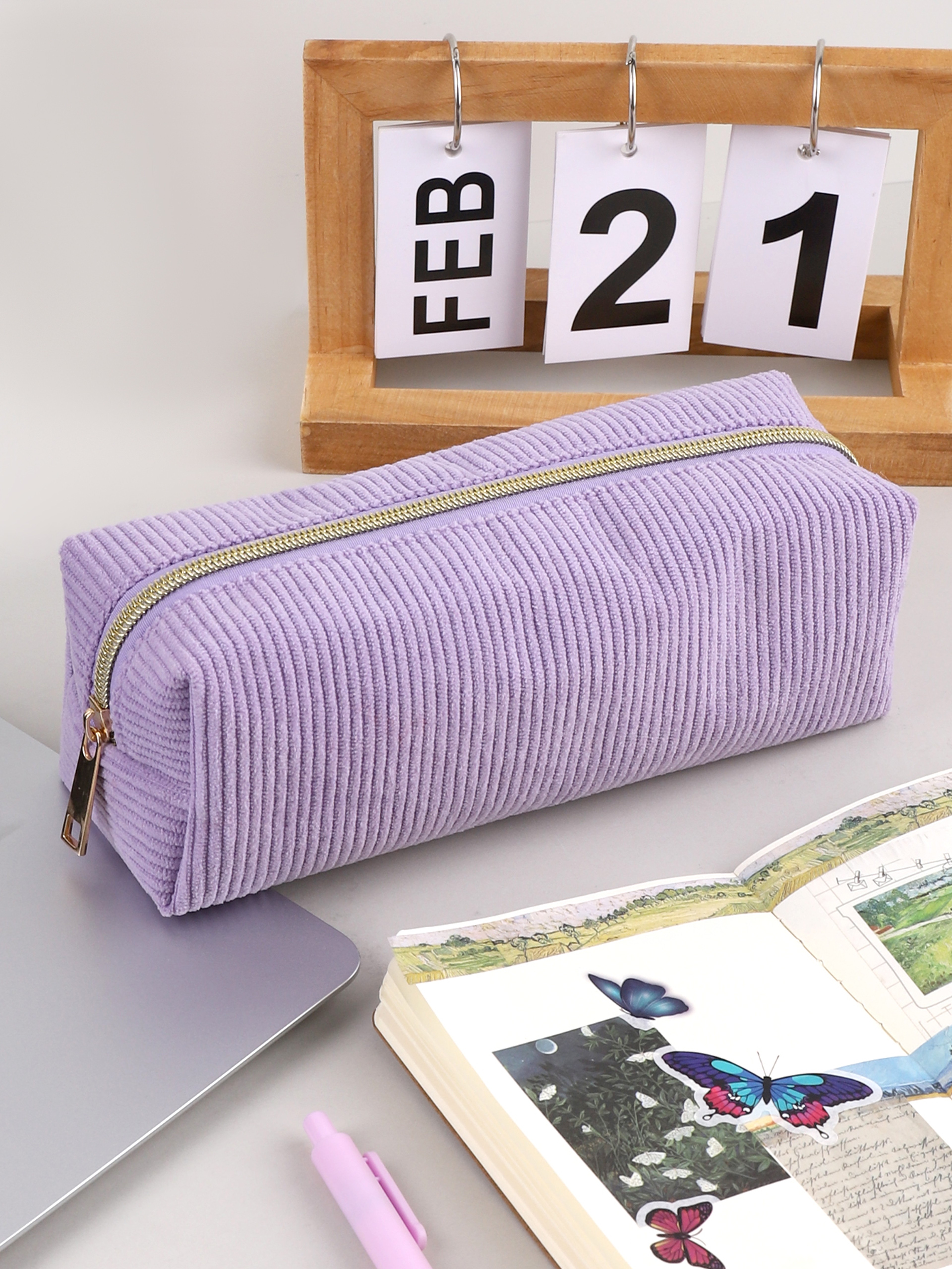 Large Capacity Pencil Case Solid Color Stationery Bag for School and Office – view 2