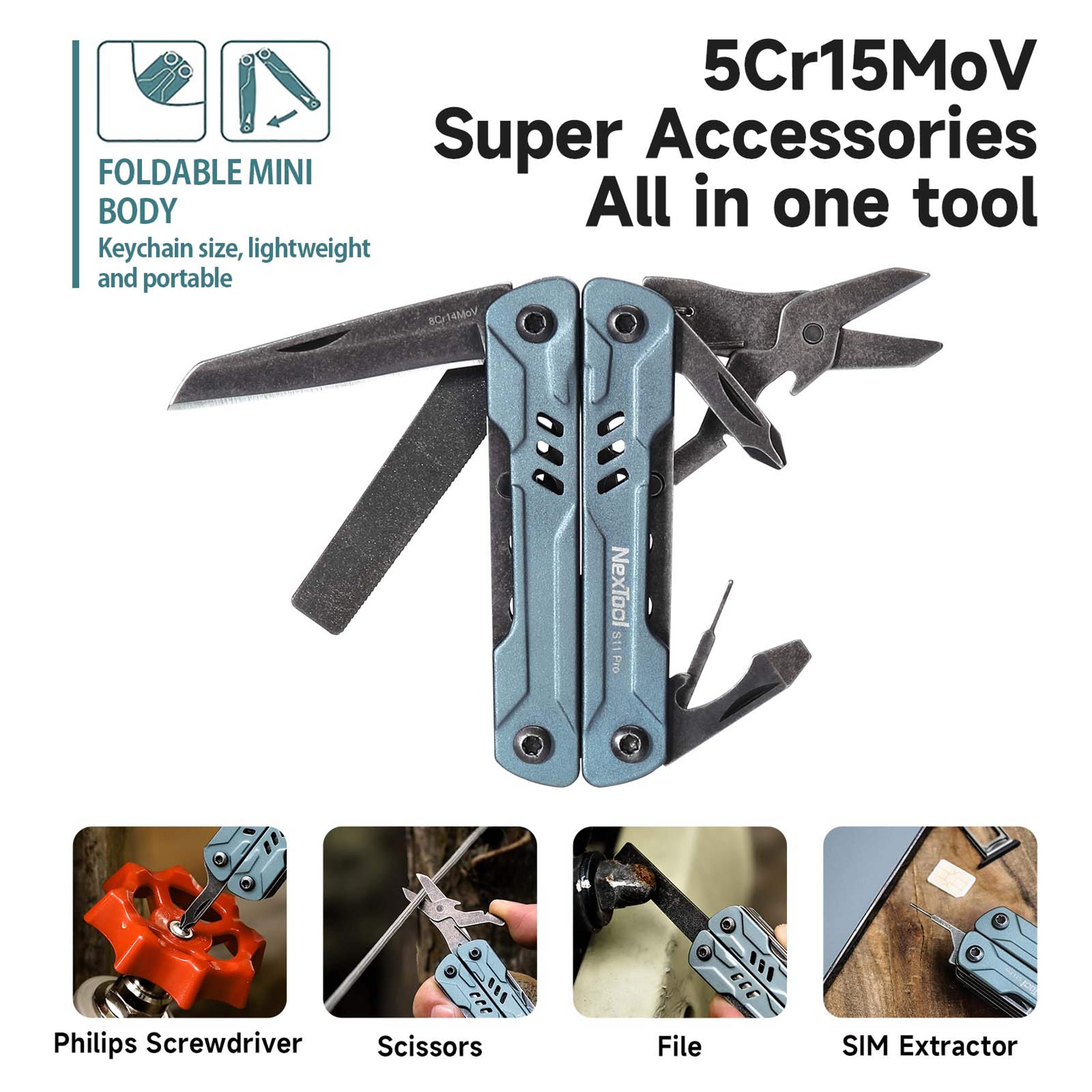 Portable Multi Tool With Sailor Pliers Screwdriver Folding Scissors For EDC 5